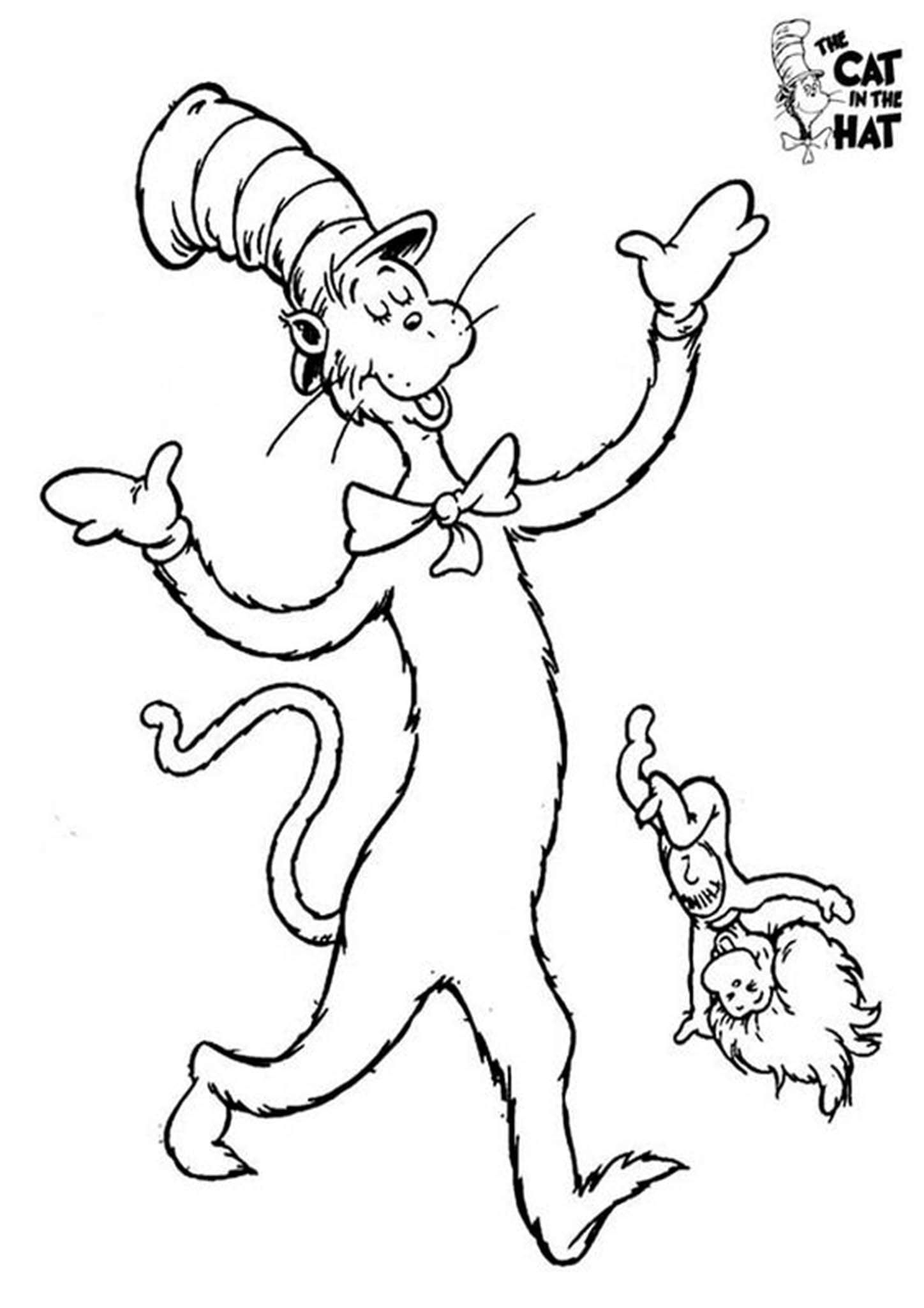 Free Easy To Print Cat In The Hat Coloring Pages Dr Seuss Coloring Pages Dr Seuss Coloring Sheet Cartoon Coloring Pages - Free Printable Cat In The Hat Clip Art