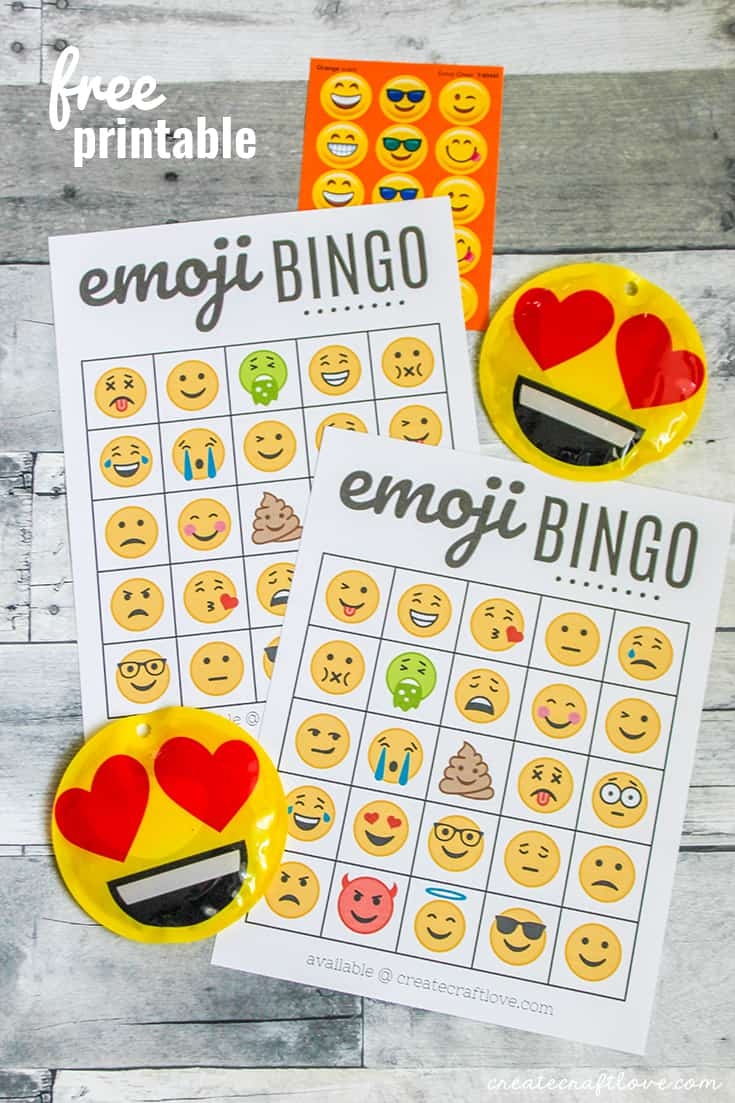 FREE Emoji Bingo Printable Create Craft Love - Free Emoji Bingo Printable