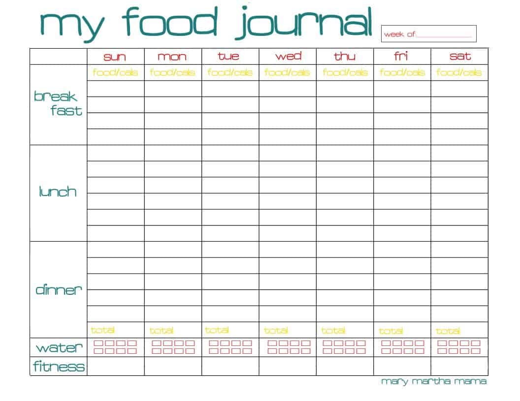 Free Food Journal Printable Healthy Mama Week 29 Mary Martha Mama - Free Printable Calorie Counter Journal