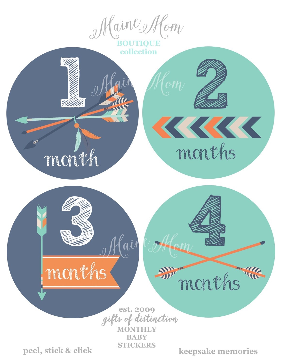 FREE GIFTS Baby Boy Month Stickers Baby Boy Monthly Stickers Arrows Chevron Navy Blue Orange Woodland Nursery Decor Newborn Baby Etsy - Free Printable Baby Month Stickers