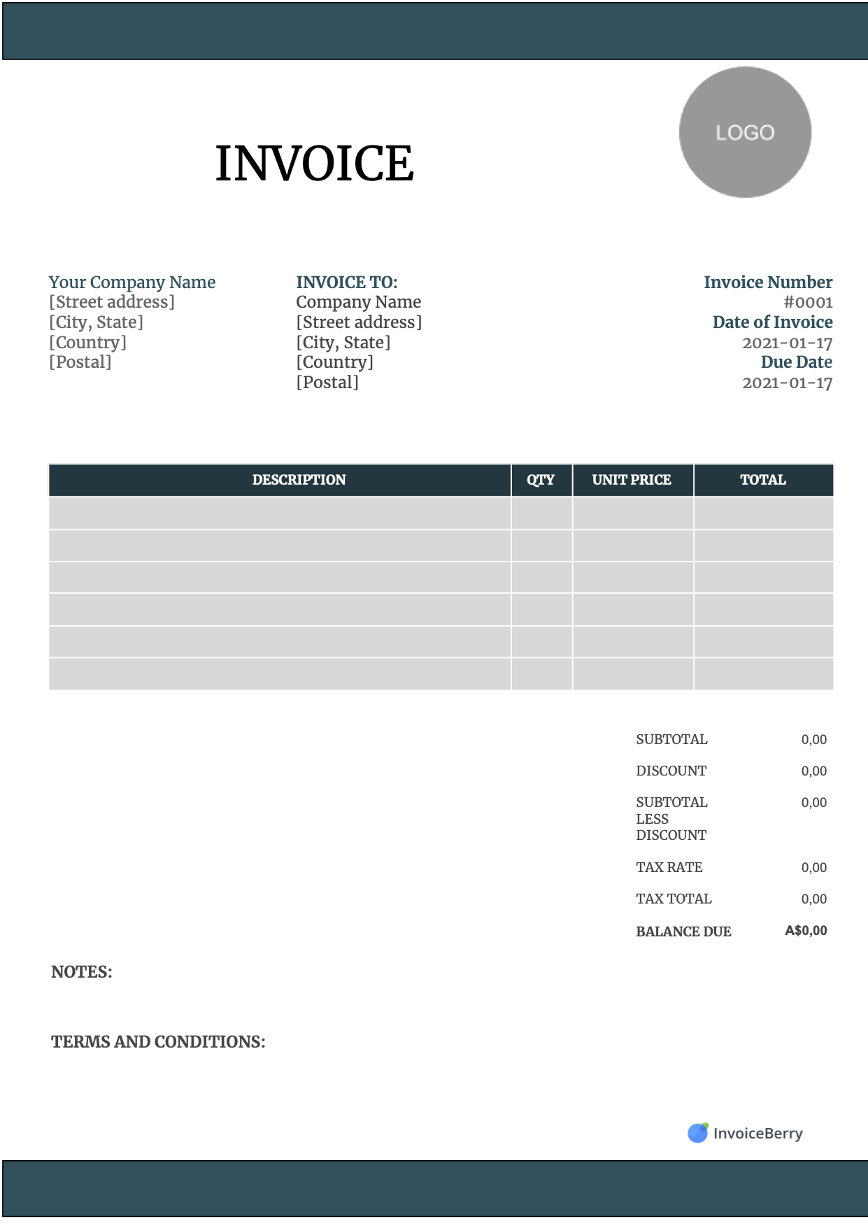Free Invoice Templates Download All Formats And Industries InvoiceBerry - Free Printable Blank Invoice Sheet