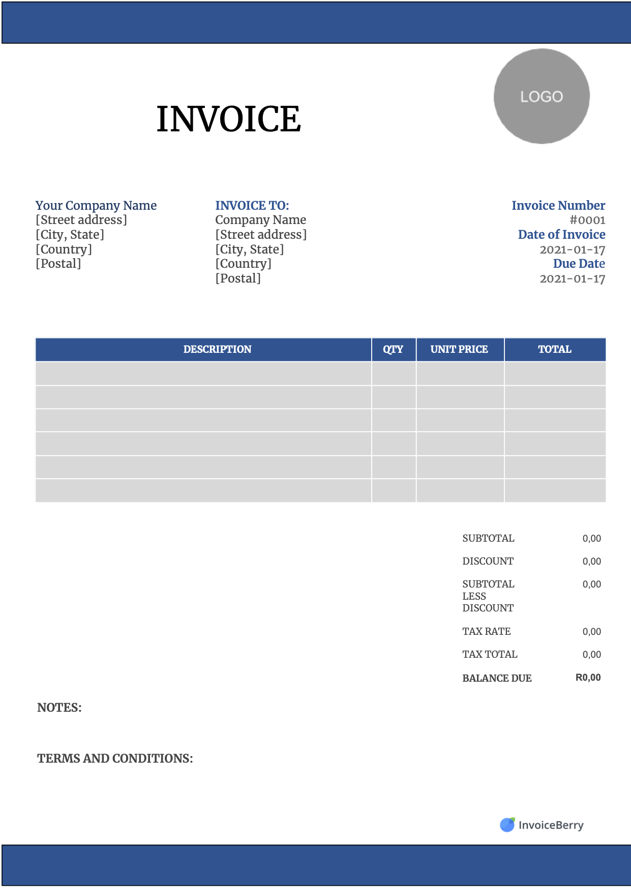 Free Invoice Templates Download All Formats And Industries InvoiceBerry - Free Bill Invoice Template Printable