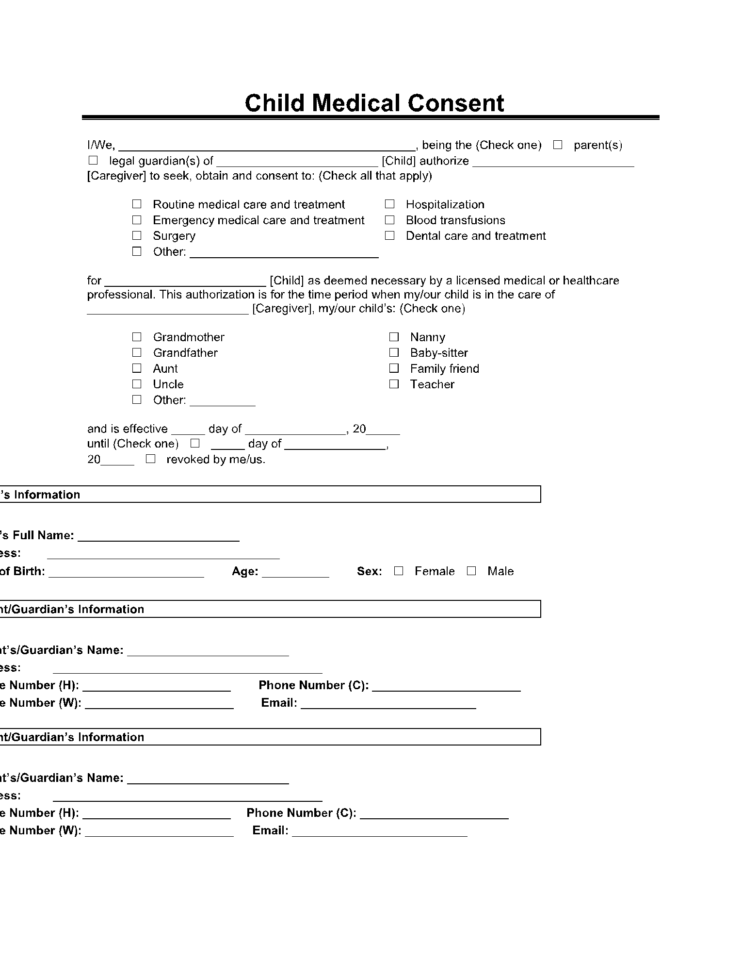 Free Minor Child Medical Consent Form Template CocoSign - Free Printable Child Medical Consent Form