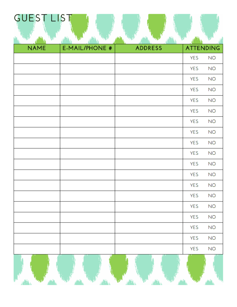 Free Party Guest List Printable Craftivity Designs - Free Printable Birthday Guest List