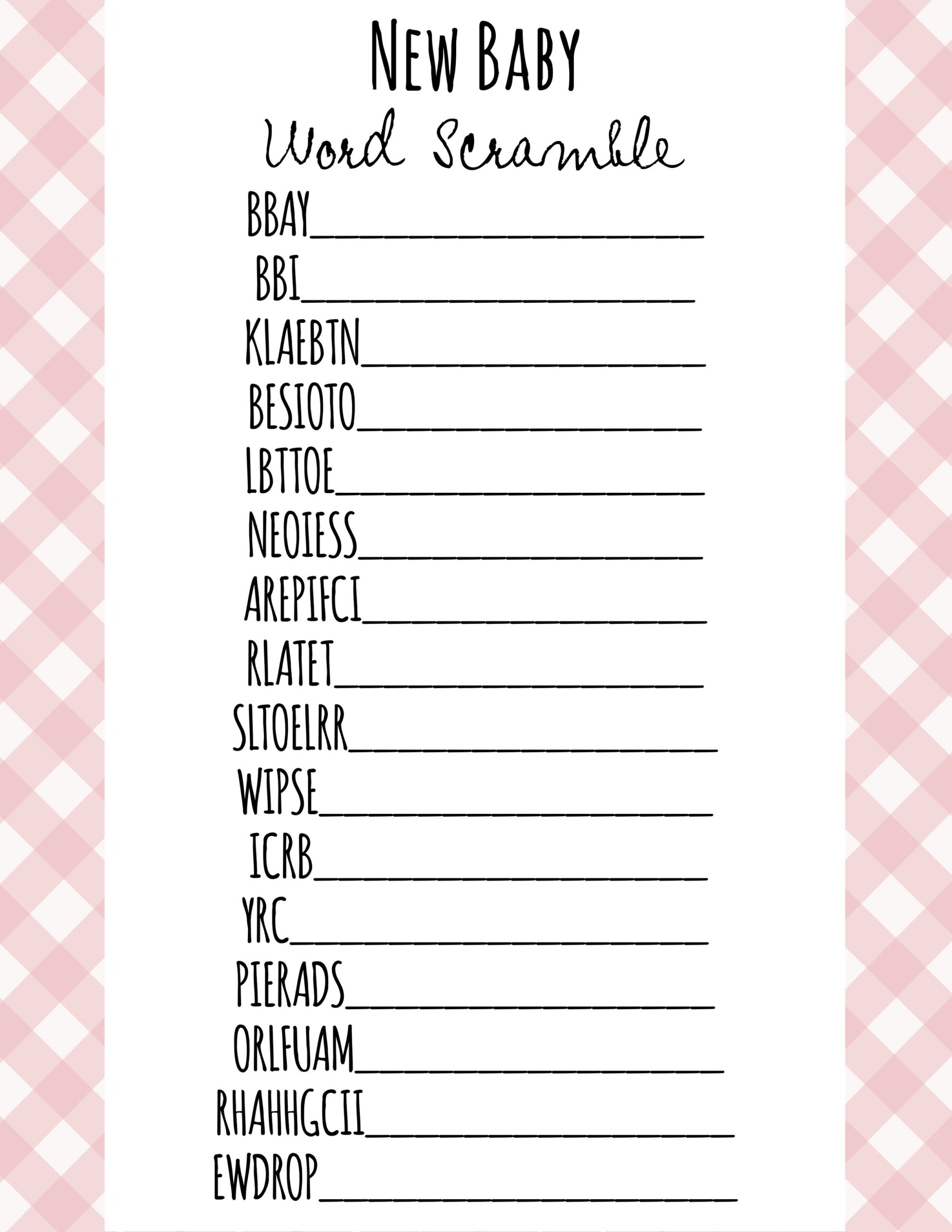Free Printable Baby Shower Games Download Instantly - Free Printable Baby Shower Games With Answer Key