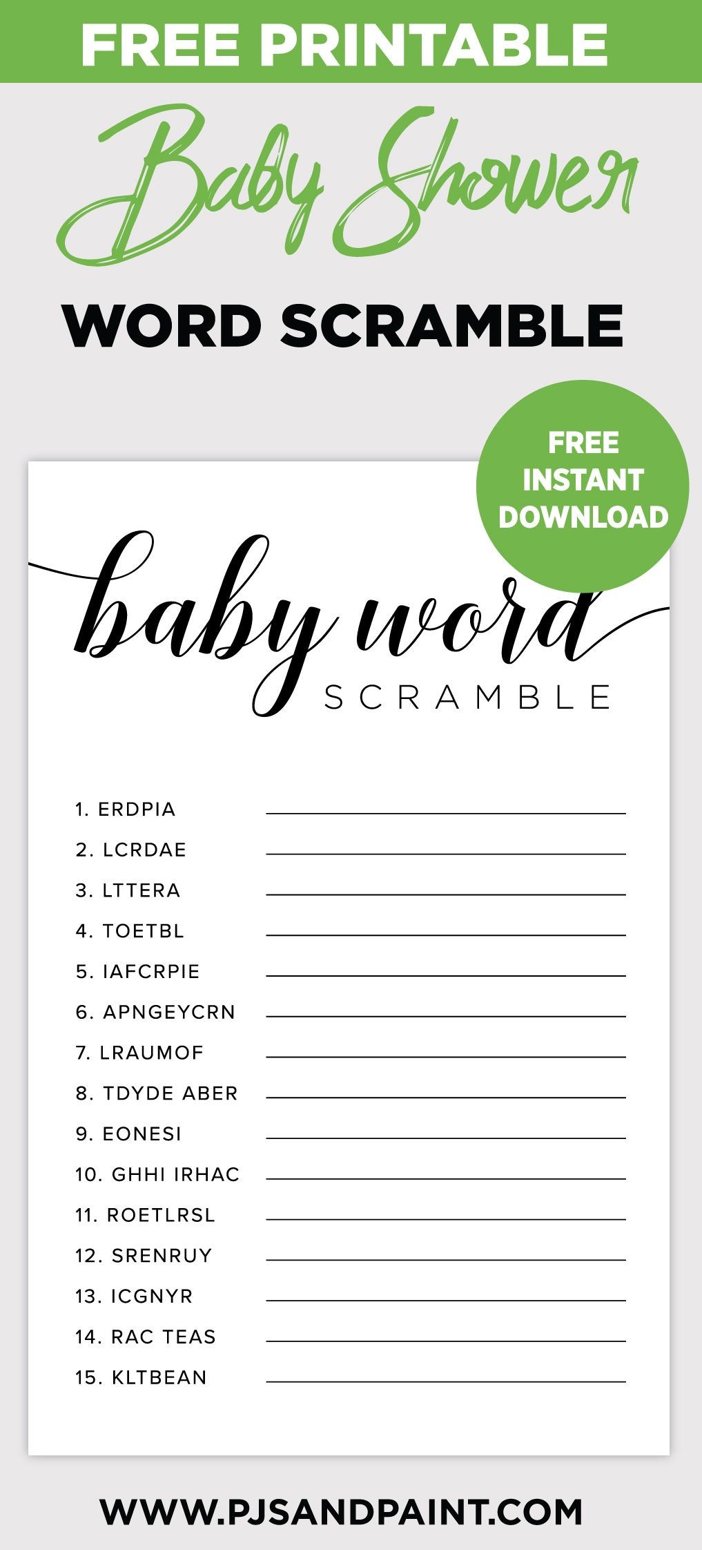 Free Printable Baby Shower Word Scramble Free Printable Baby Shower Games Baby Shower Wording Free Baby Shower Games - Free Printable Baby Shower Word Scramble