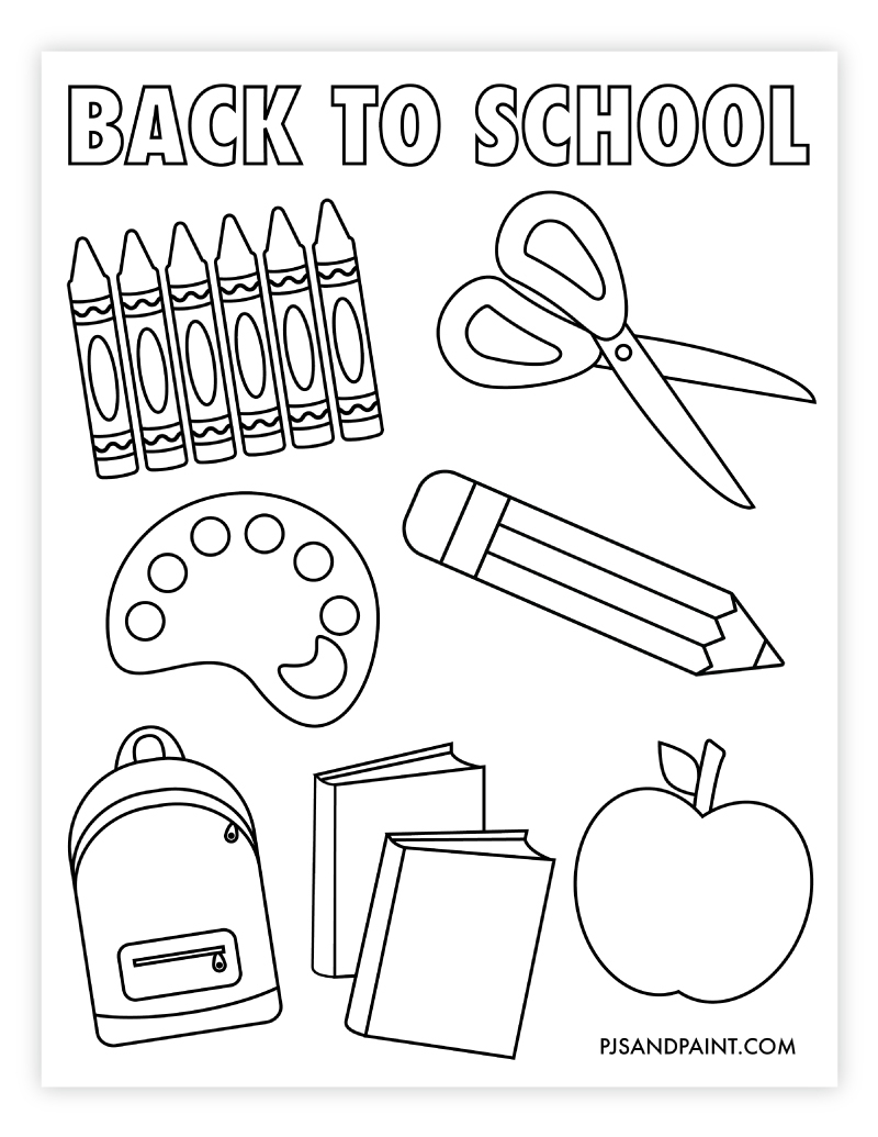 Free Printable Back To School Coloring Page Pjs And Paint - Free Printable Back To School