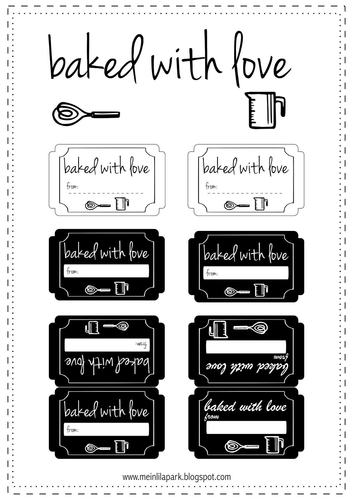Free Printable Baked With Love Tags Ausdruckbare Etiketten Freebie Printable Labels Free Printable Planner Stickers Labels Printables Free - Free Printable Baking Labels