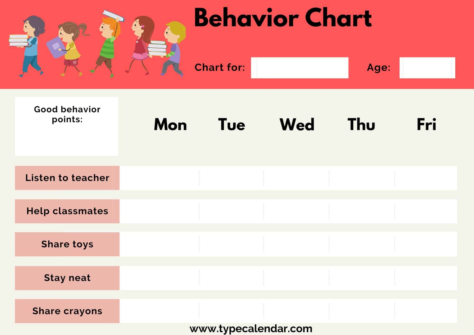 Free Printable Behavior Chart Templates PDF Word Excel - Free Printable Charts For Teachers