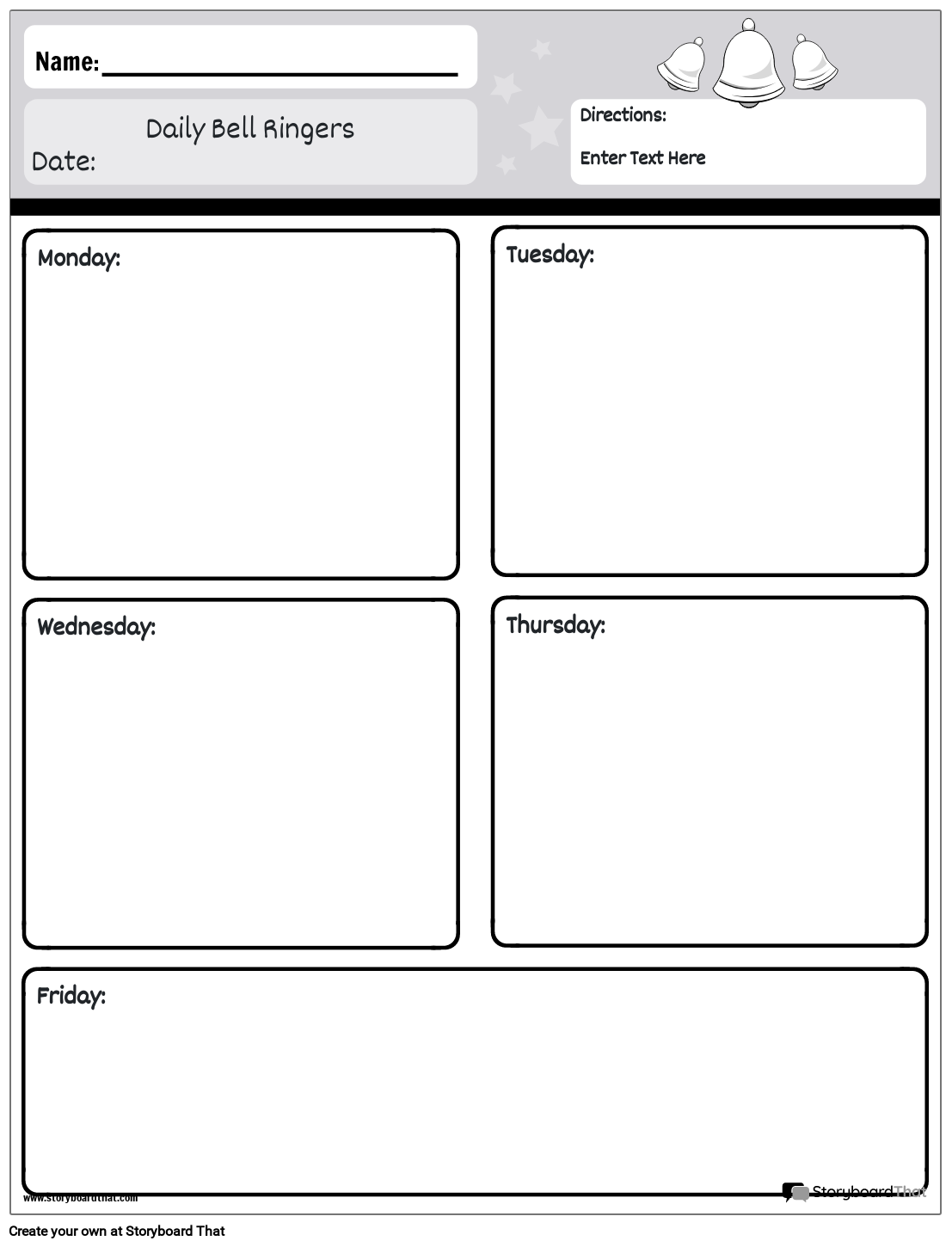 Free Printable Bell Ringers Templates StoryboardThat - Free Printable Bell Ringers