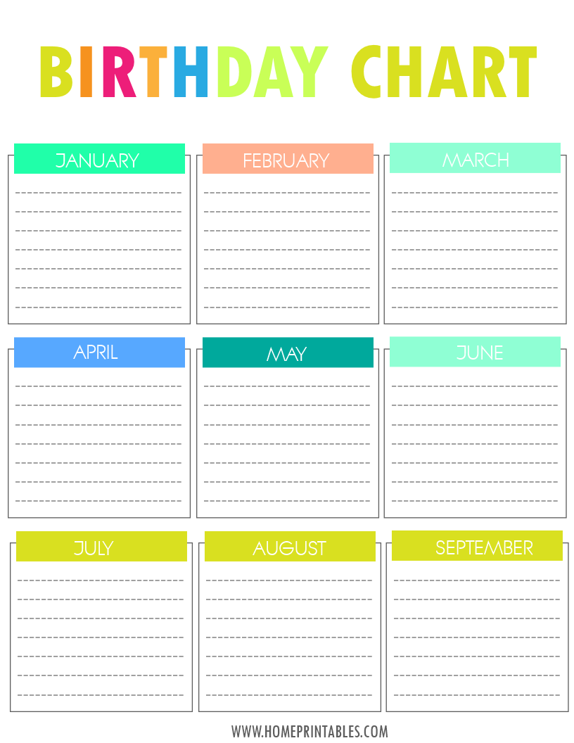Free Printable Birthday Chart Birthday Charts Classroom Calendar Classroom Birthday - Free Printable Birthday Graph