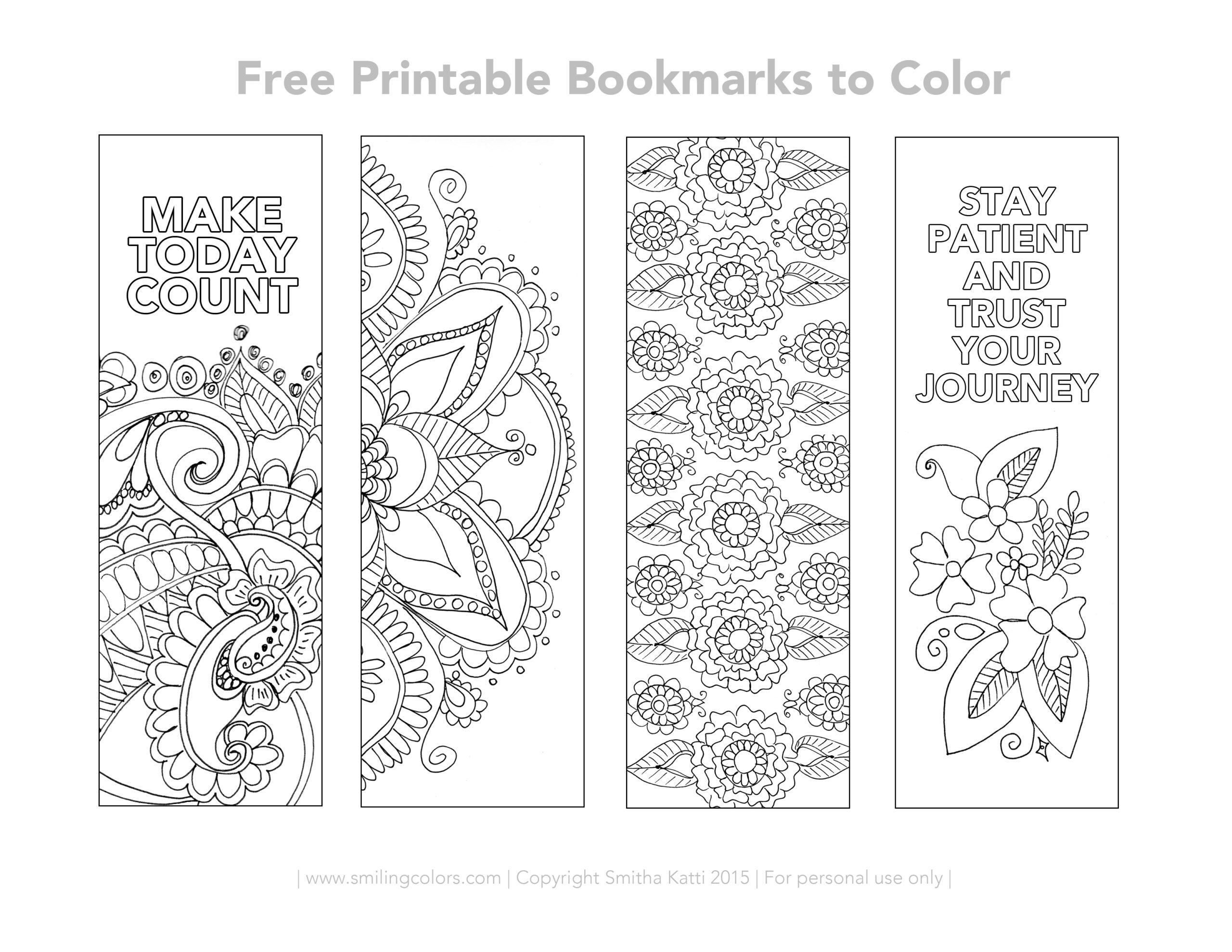 Free Printable Bookmarks To Color Smiling Colors - Free Printable Bookmarks To Color