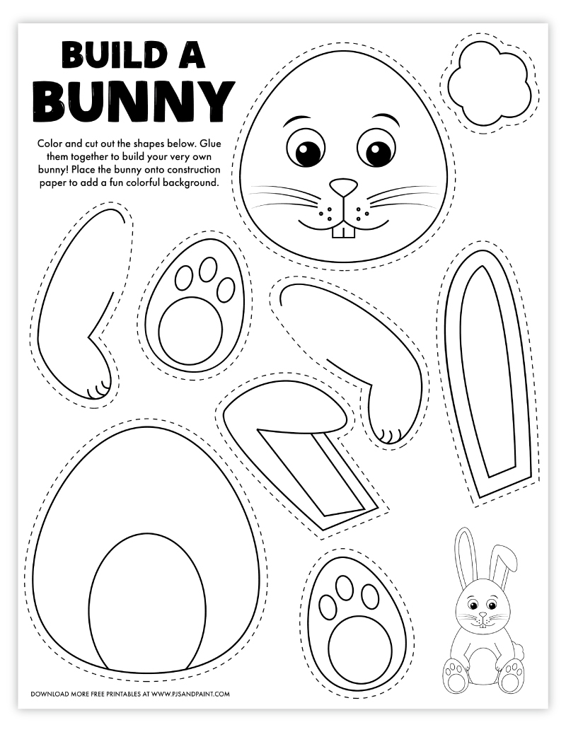 Free Printable Build A Bunny Coloring Page Pjs And Paint - Free Printable Bunny Pictures