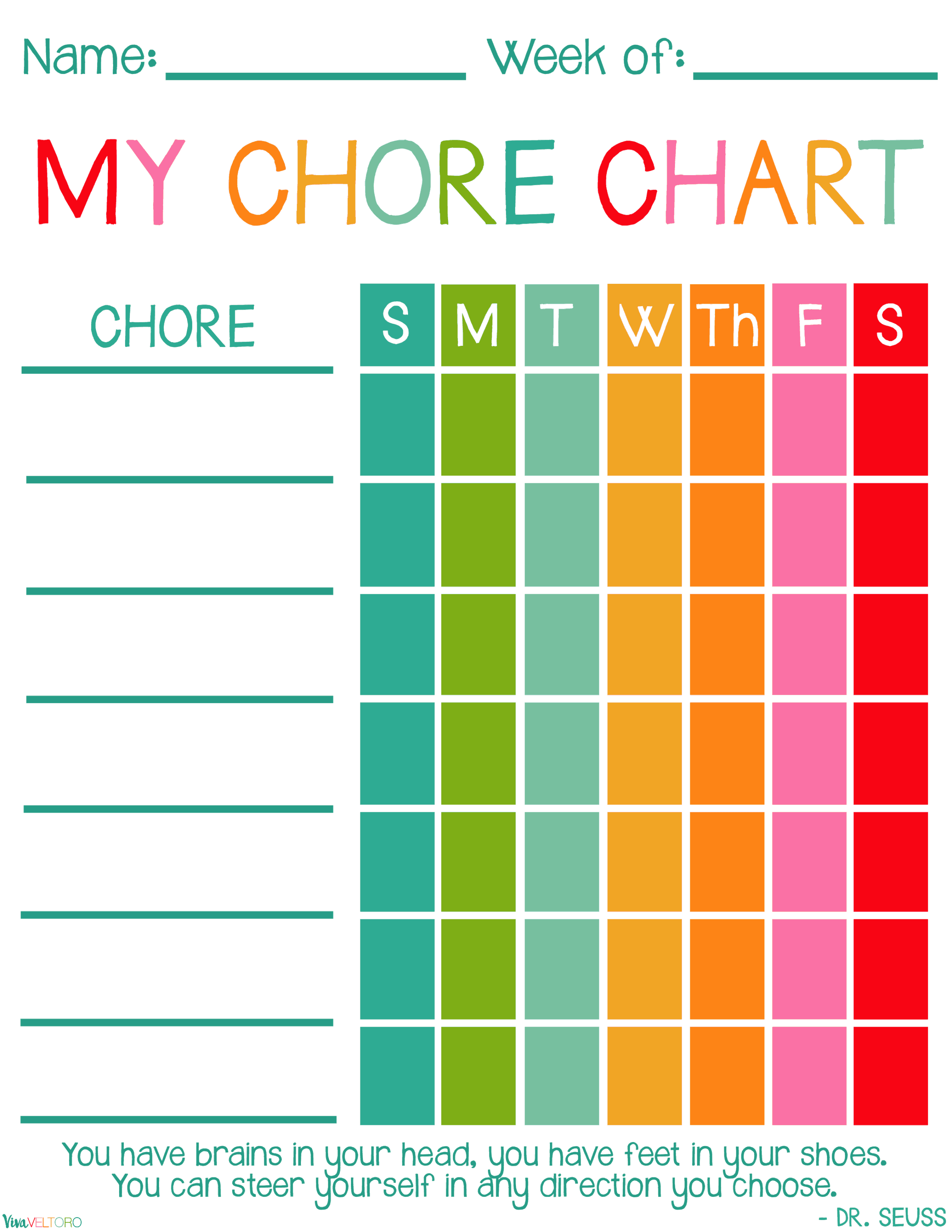 Free Printable Chore Charts For Kids Viva Veltoro - Free Printable Chore Chart Ideas