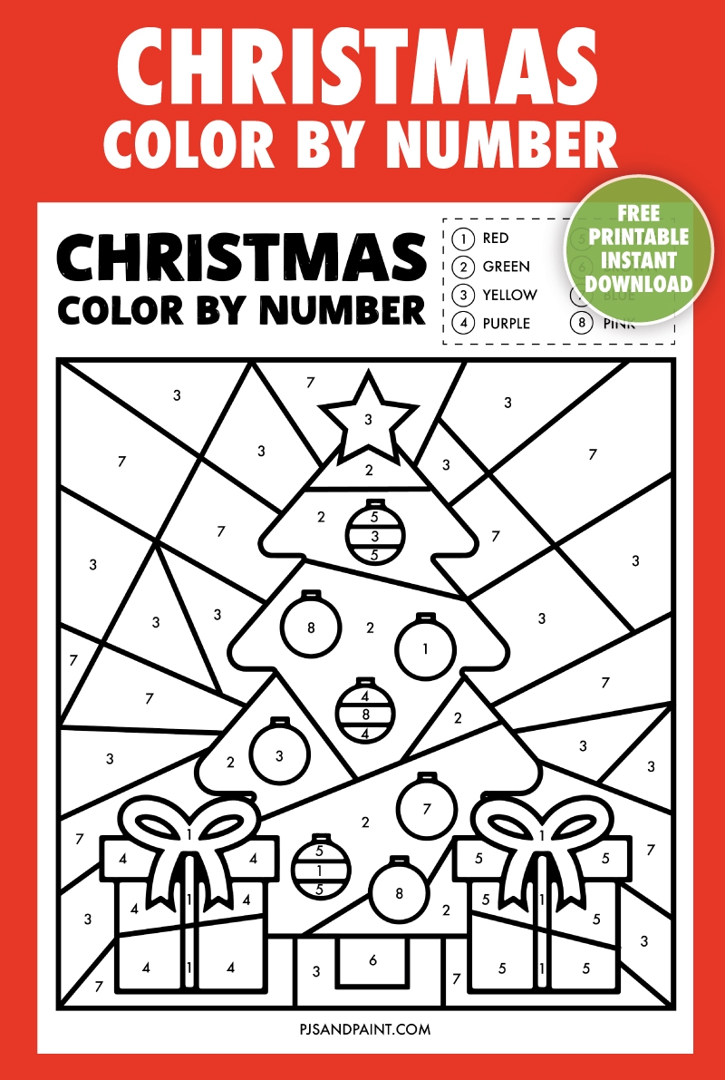Free Printable Christmas Color By Number Worksheet Pjs And Paint - Free Printable Christmas Color By Number Coloring Pages