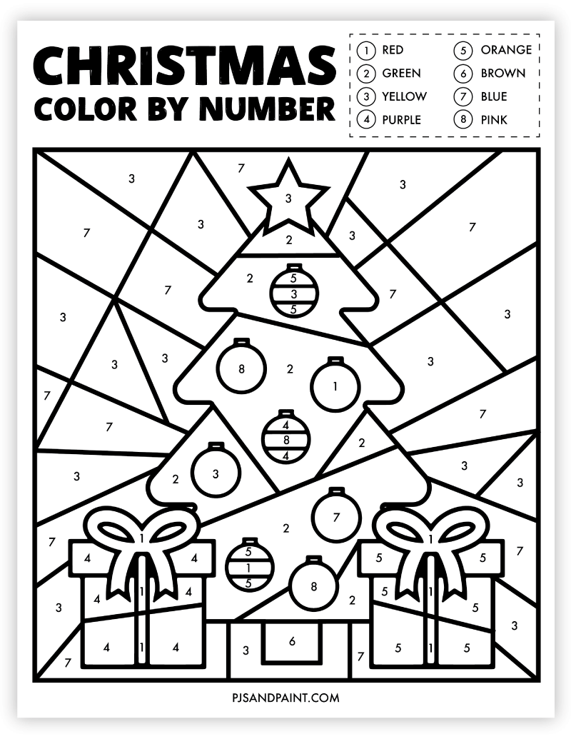 Free Printable Christmas Color By Number Worksheet Pjs And Paint - Free Printable Christmas Color By Number Coloring Pages