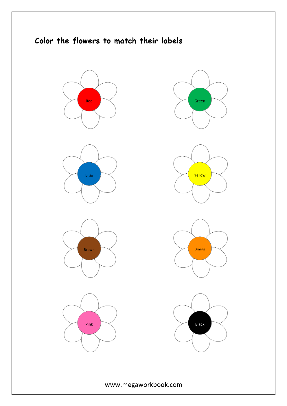 Free Printable Color Recognition Worksheets Color By Matching Hint Color MegaWorkbook - Color Recognition Worksheets Free Printable