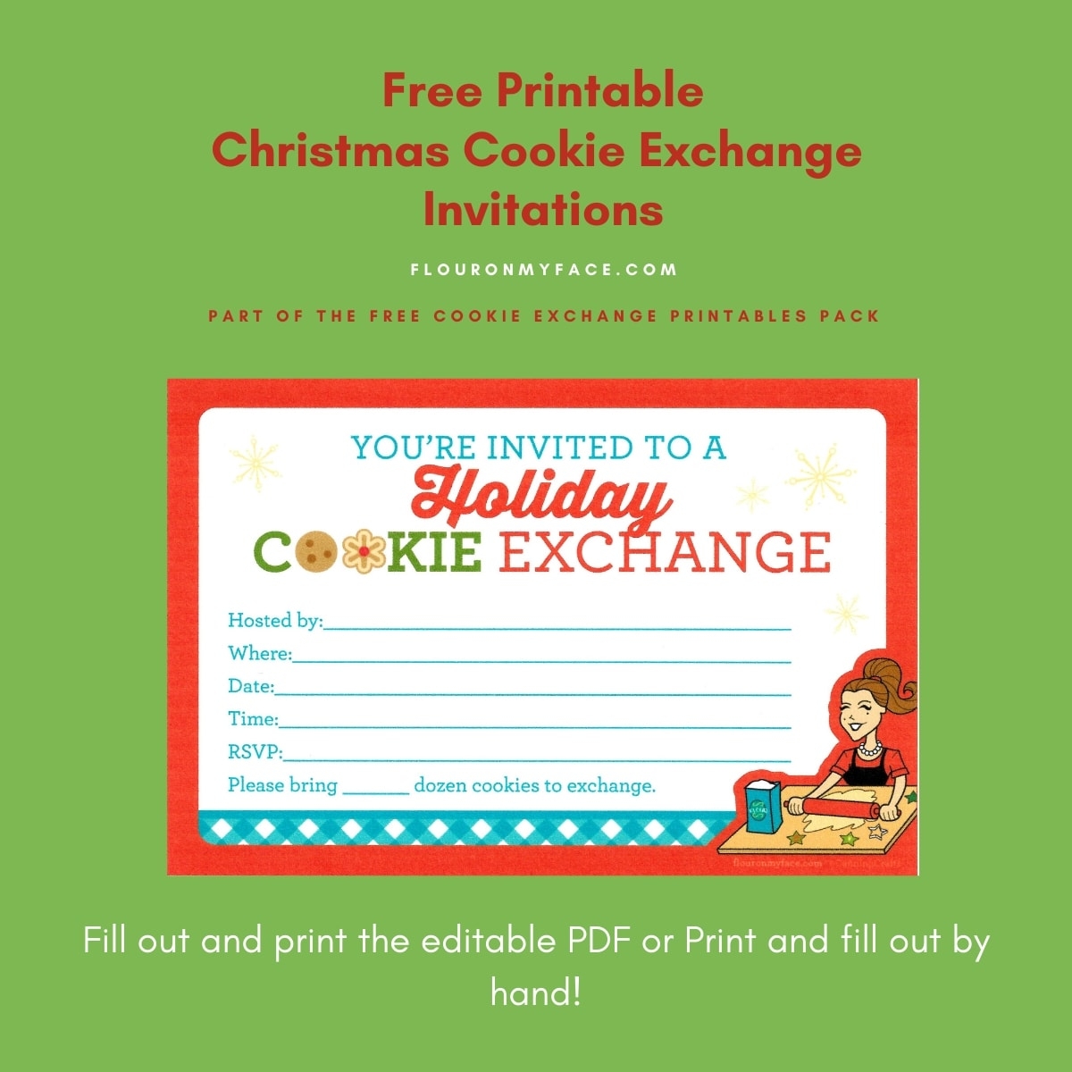 Free Printable Cookie Exchange Invitations Flour On My Face - Free Christmas Cookie Exchange Printable Invitation