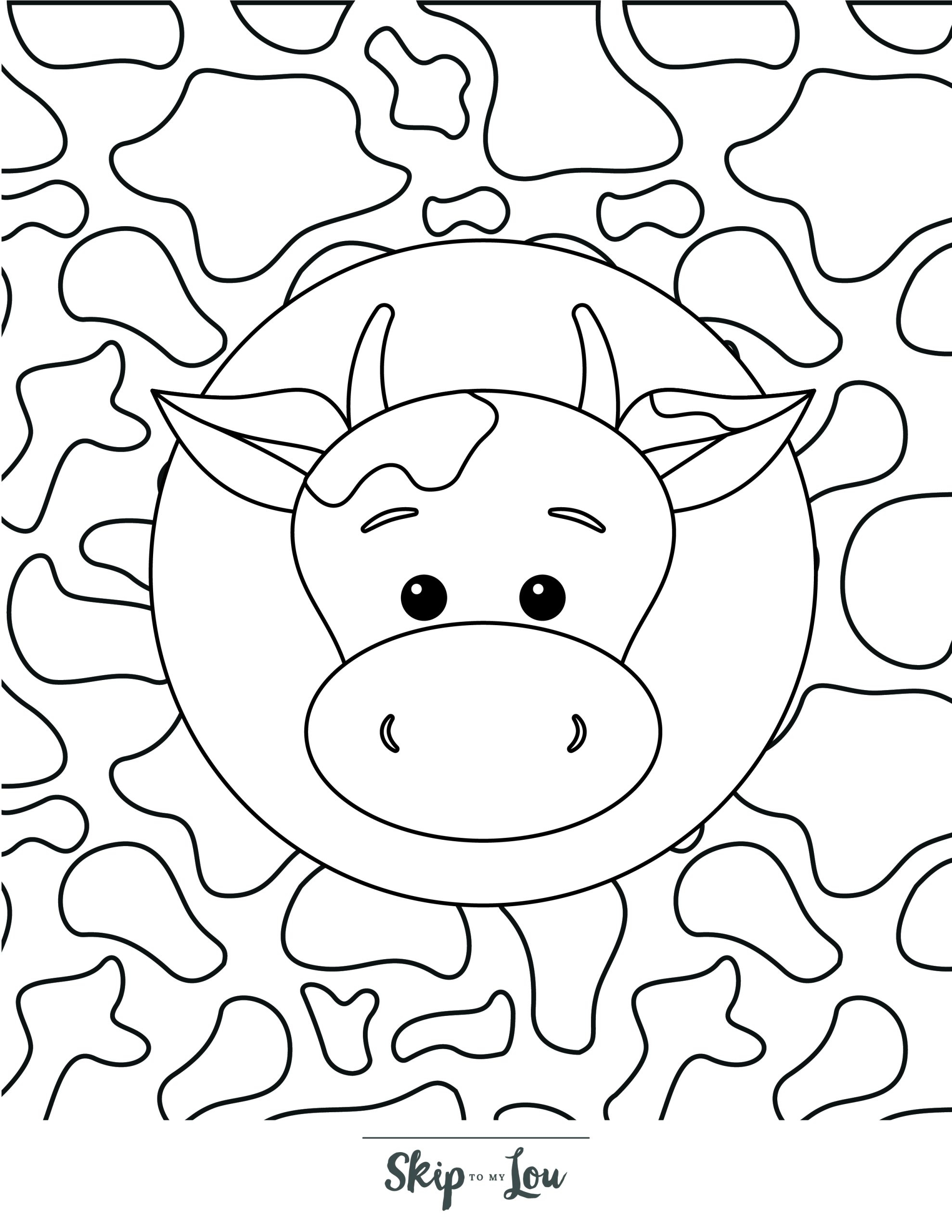 Free Printable Cow Coloring Pages With PDF Download Skip To My Lou - Coloring Pages of Cows Free Printable
