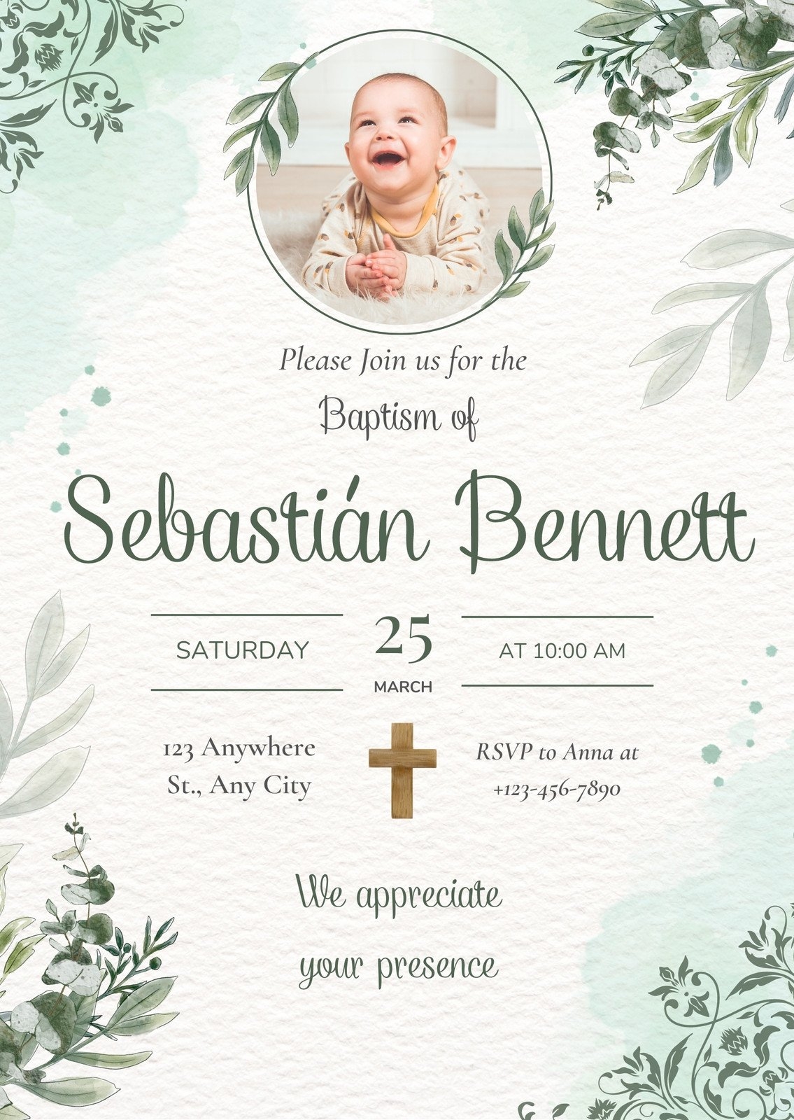 Free Printable Customizable Baptism Invitation Templates Canva - Free Printable Baptism Invitations