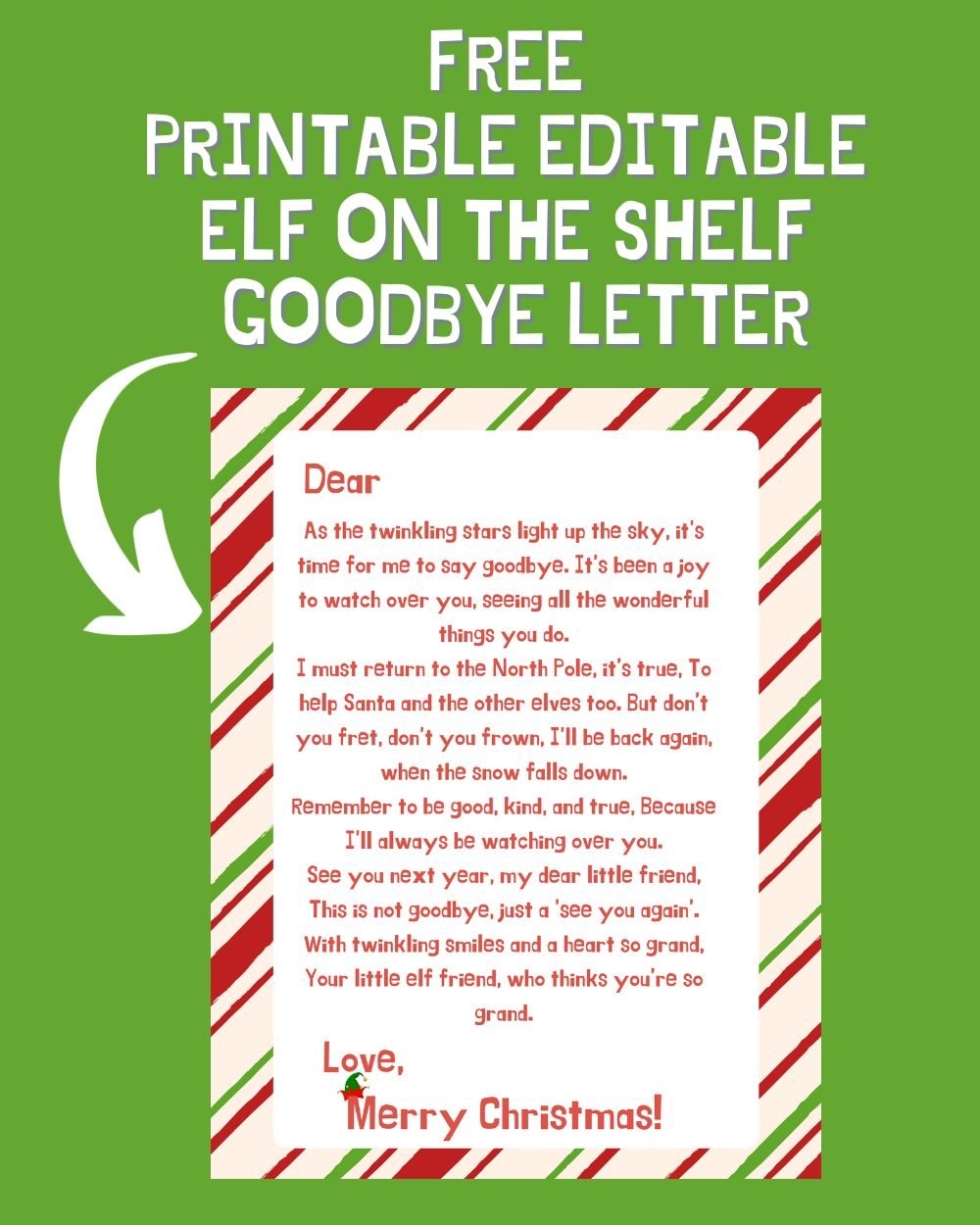 Free Printable Editable Elf On The Shelf Goodbye Letter A Sparkle Of Genius - Elf on The Shelf Goodbye Letter Free Printable