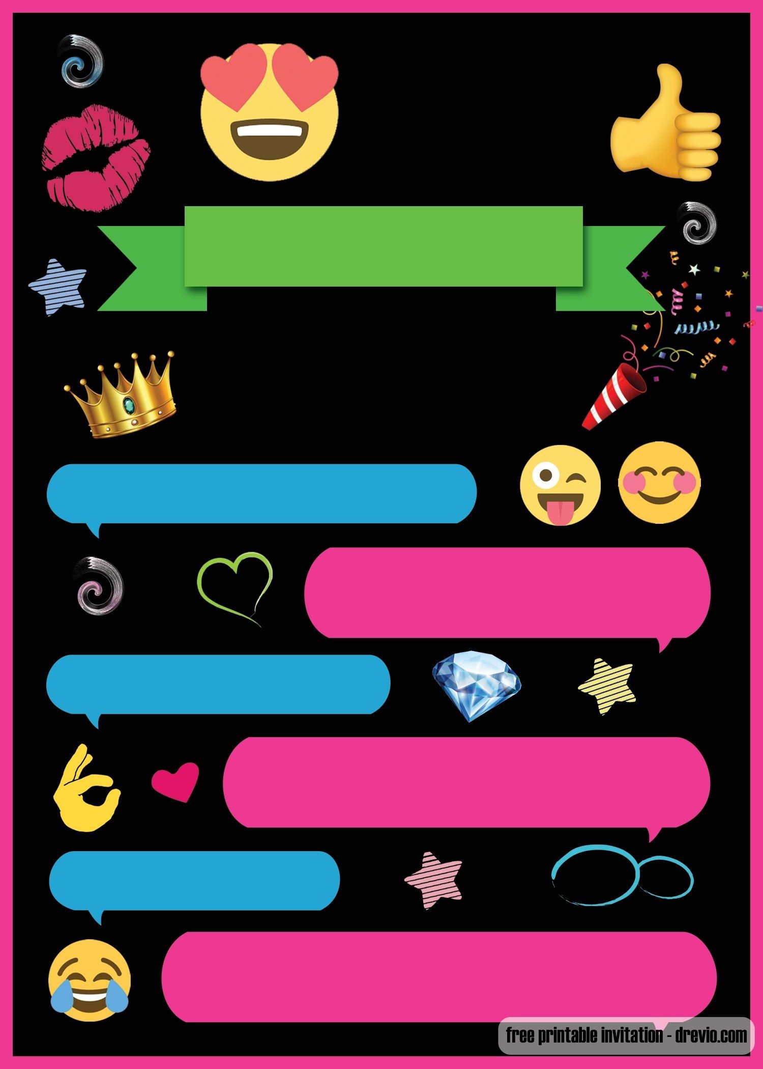 FREE Printable Emoji Chat Invitation Template Emoji Birthday Party Emoji Birthday Emoji Invitations - Emoji Invitations Printable Free