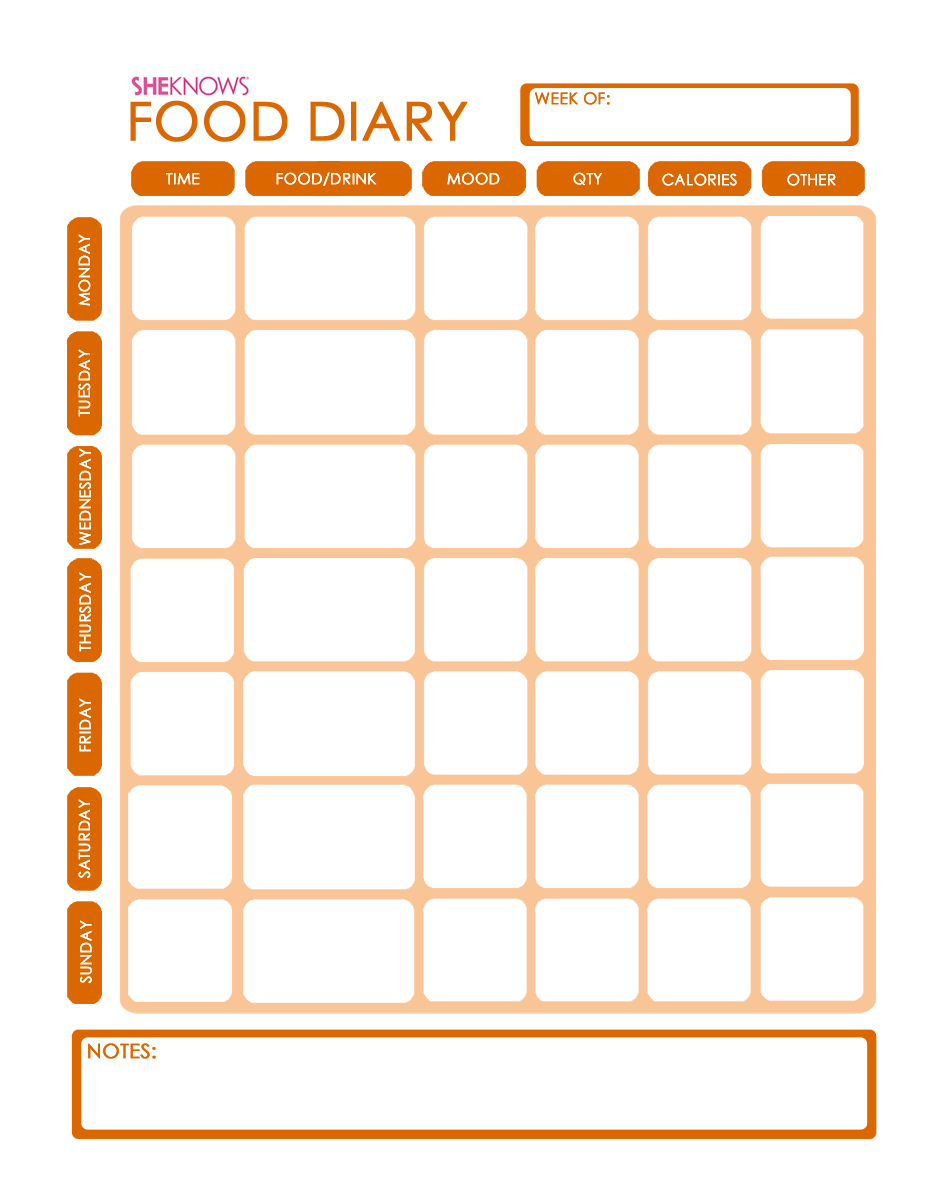 Free Printable Food Diary Template - Diet Logs Printable Free