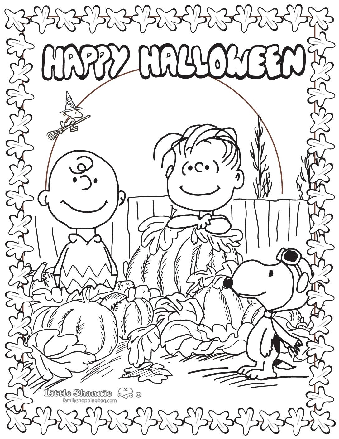 Free Printable Halloween Peanuts Coloring Pages And More Lil Shannie - Free Printable Charlie Brown Halloween Coloring Pages