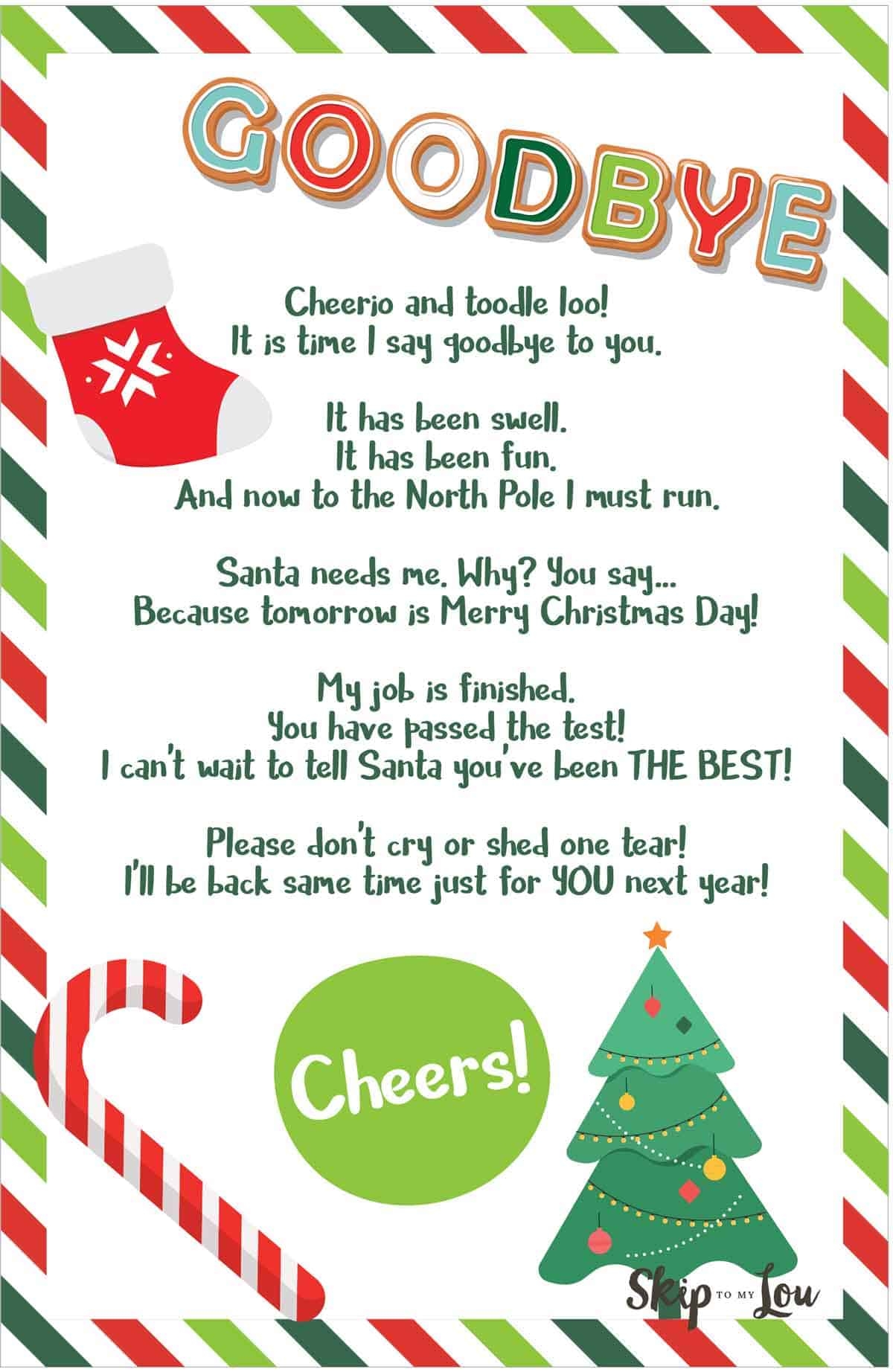 Free Printable Hello And Goodbye Elf Letters Skip To My Lou - Elf on The Shelf Goodbye Letter Free Printable