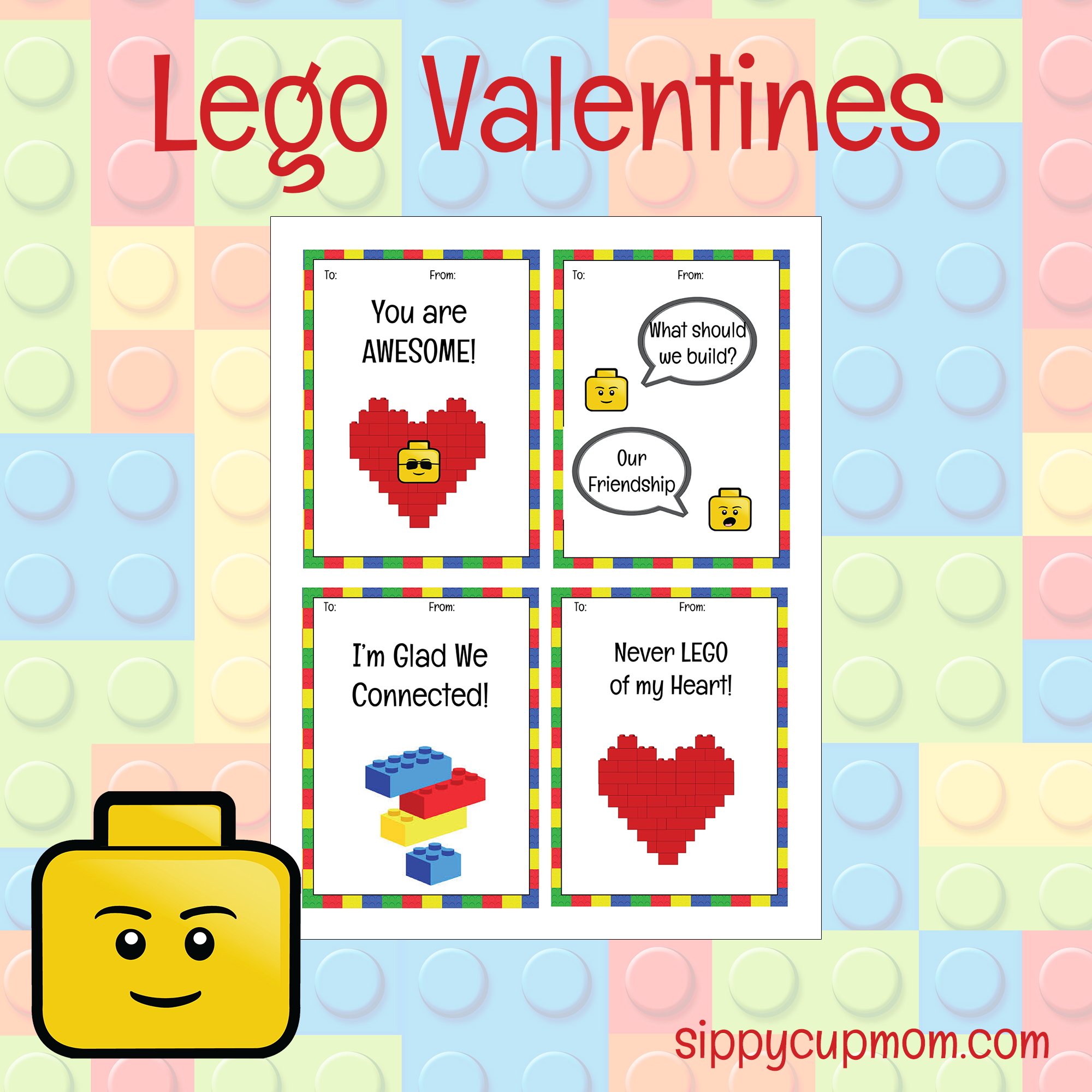 Free Printable LEGO Valentine s Day Cards Sippy Cup Mom - Free Printable Childrens Valentines Day Cards
