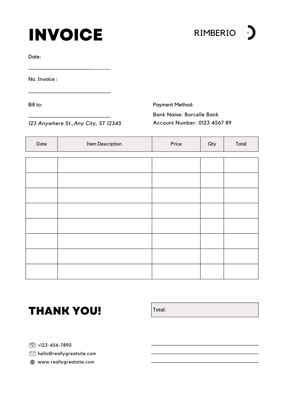 Free Printable Professional Invoice Templates To Customize Canva - Free Printable Blank Invoice Sheet