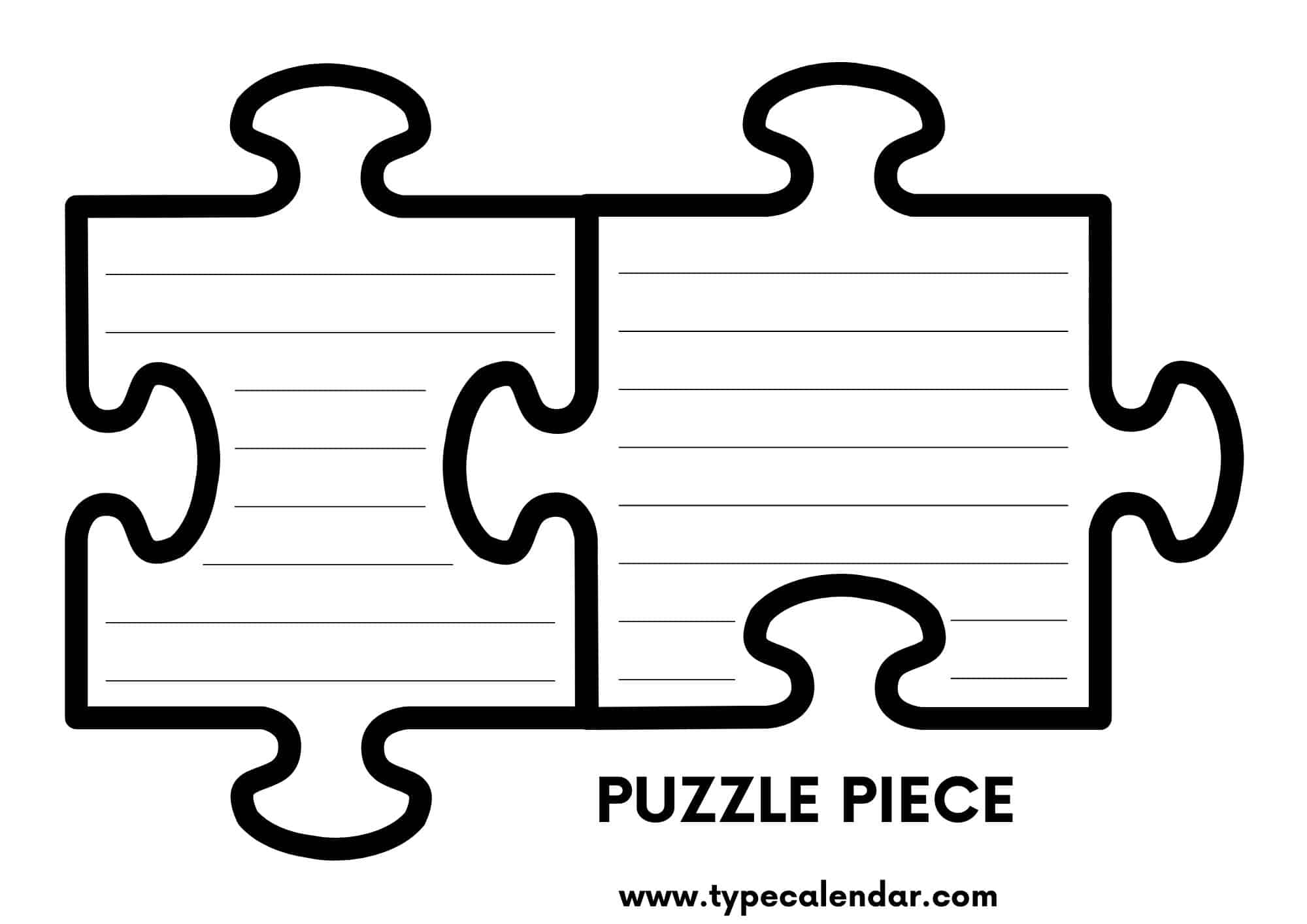 Free Printable Puzzle Piece Templates PDF 4 12 24 Piece - Free Blank Printable Puzzle Pieces