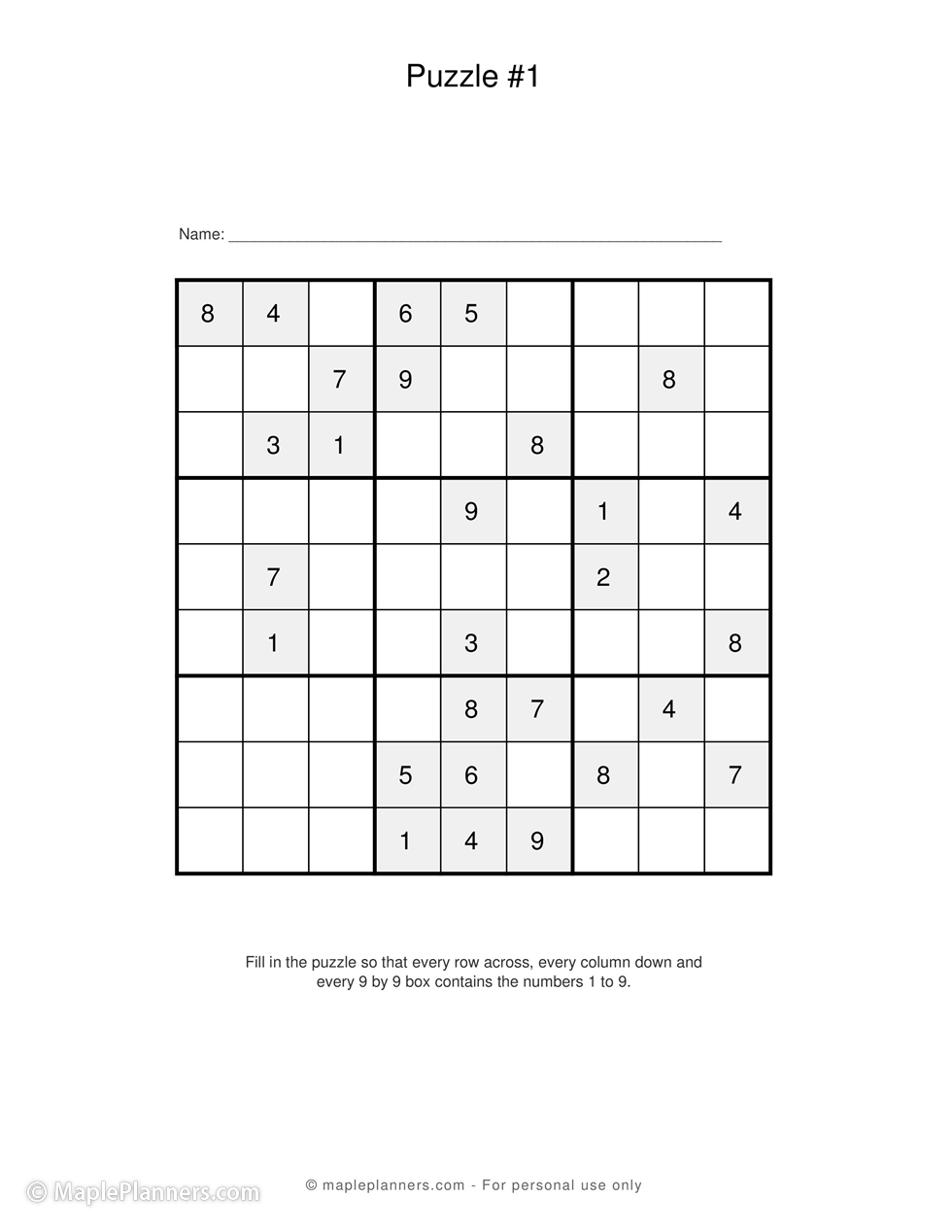 Free Printable Sudoku Puzzles Perfect Memory And Brain Games - Download Printable Sudoku Puzzles Free