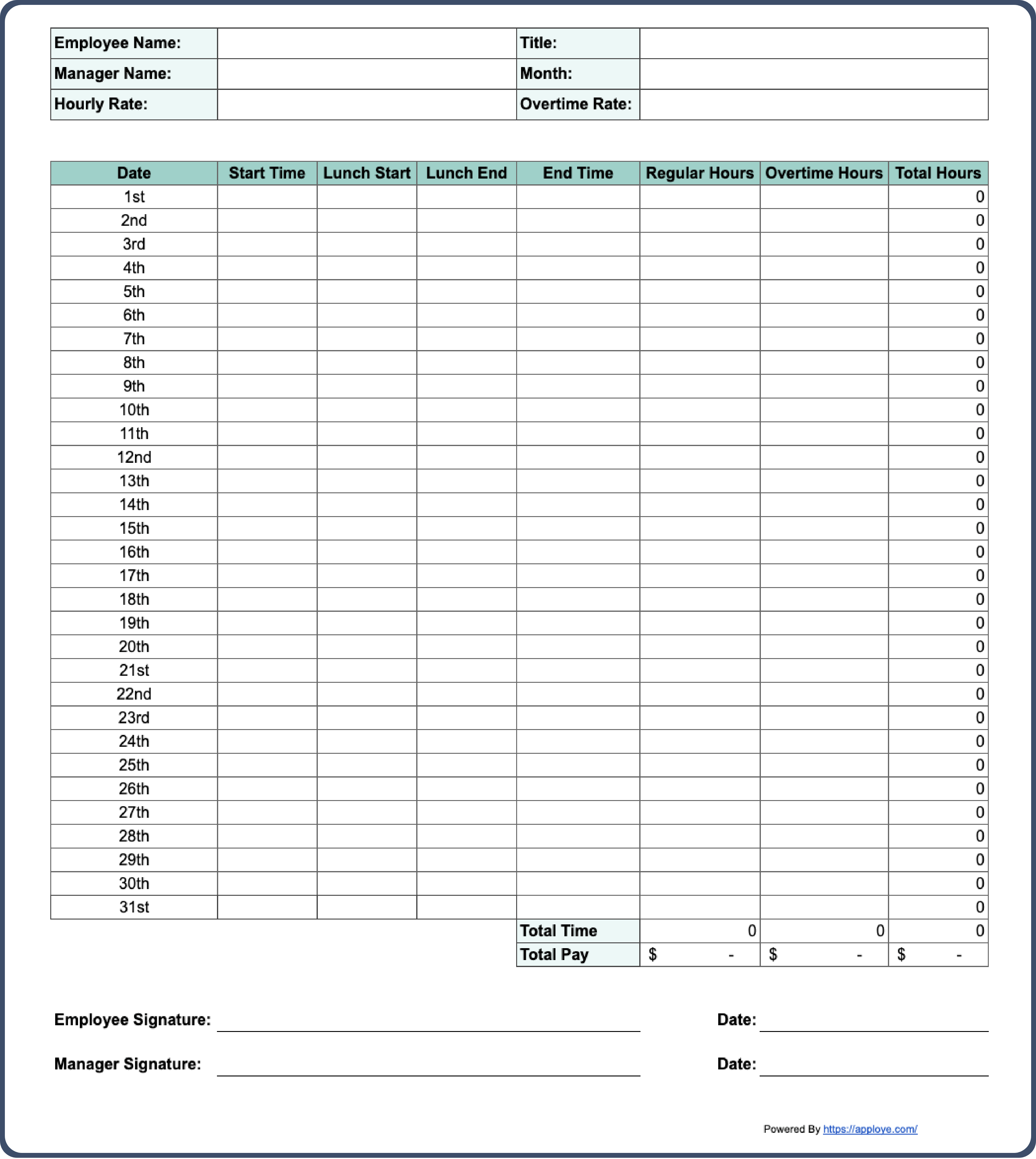 Free Printable Timesheet Templates Excel Word PDF - Free Printable Blank Time Sheets