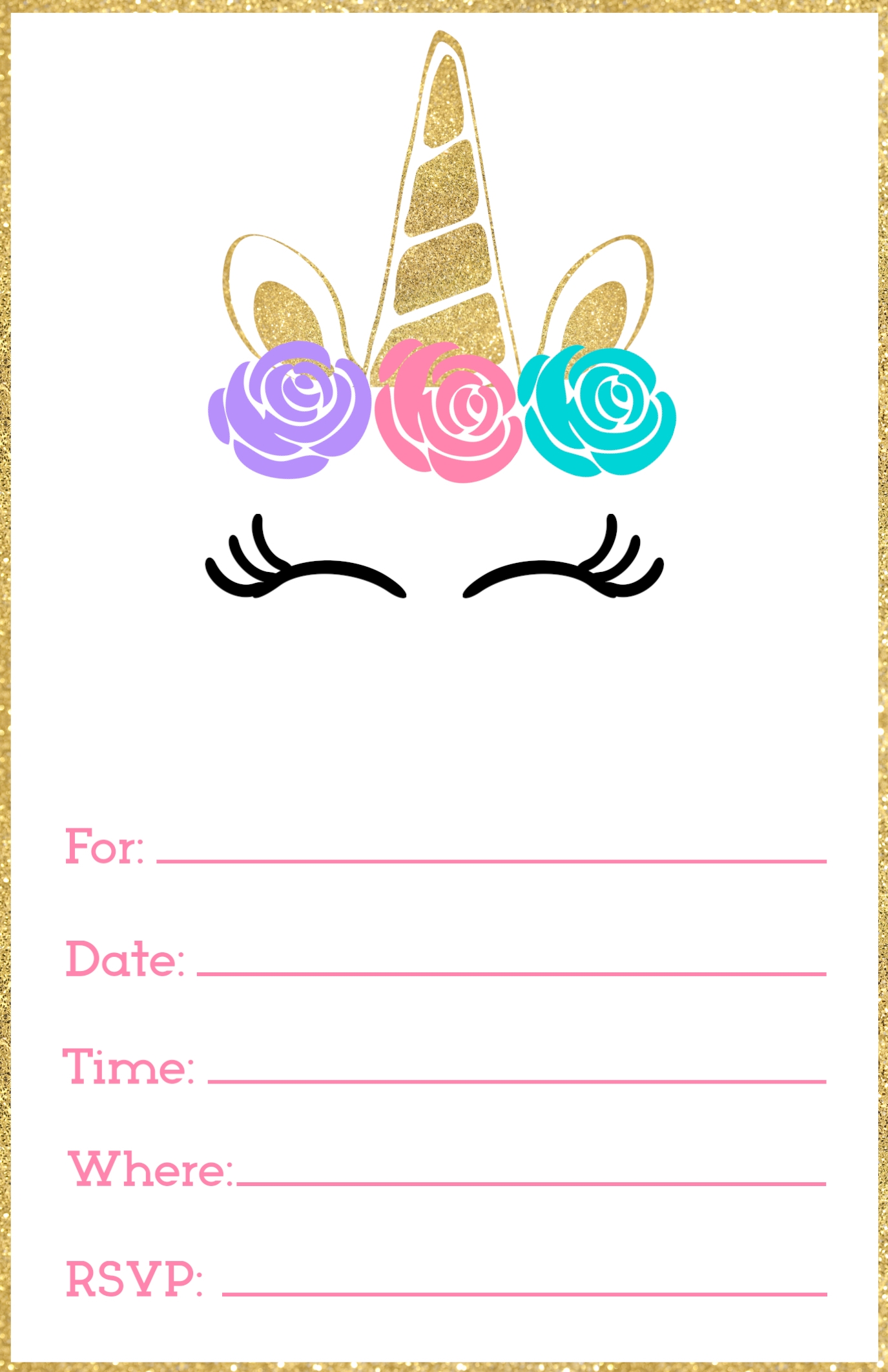 Free Printable Unicorn Invitations Template Paper Trail Design - Free Printable Birthday Party Invitations With Photo