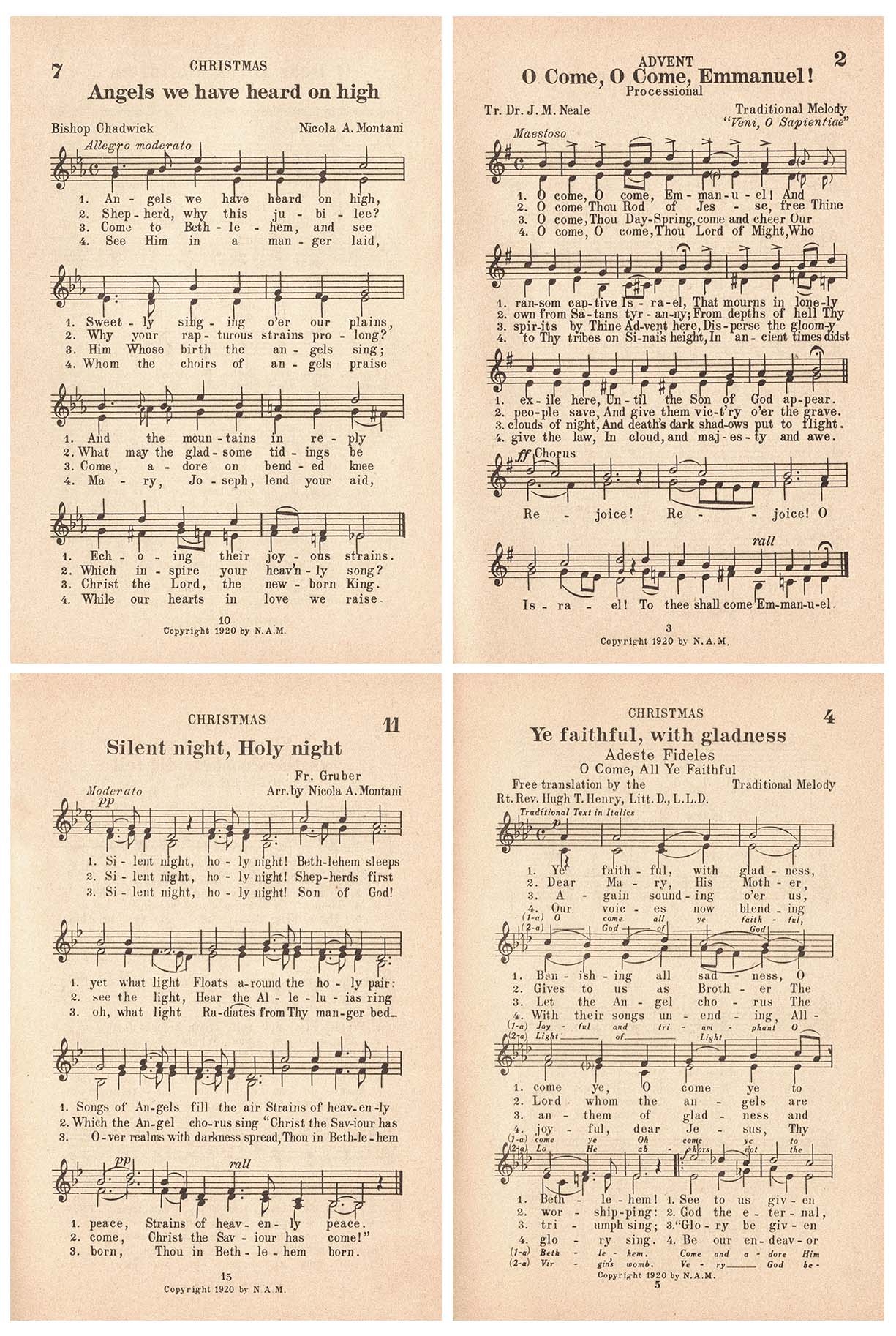 Free Printable Vintage Christmas Sheet Music Hymns Rose Clearfield - Christmas Carols Sheet Music Free Printable