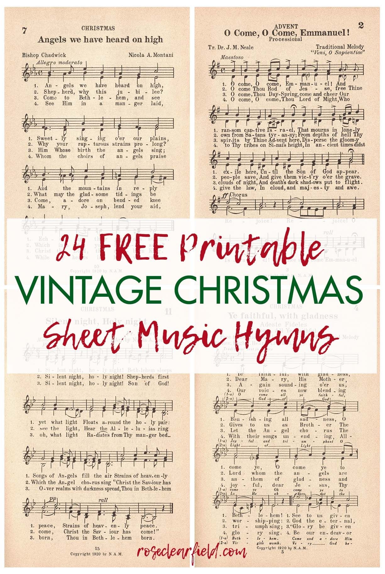Free Printable Vintage Christmas Sheet Music Hymns Rose Clearfield Christmas Sheet Music Free Christmas Printables Hymn Sheet Music - Christmas Carols Sheet Music Free Printable