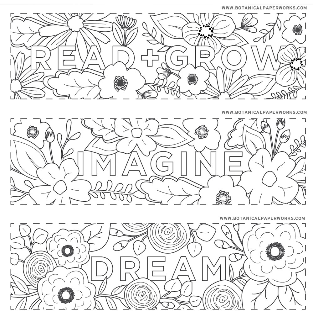 Free Printables Read Grow Coloring Bookmarks For Back to School Botanical PaperWorks - Free Printable Bookmarks To Color