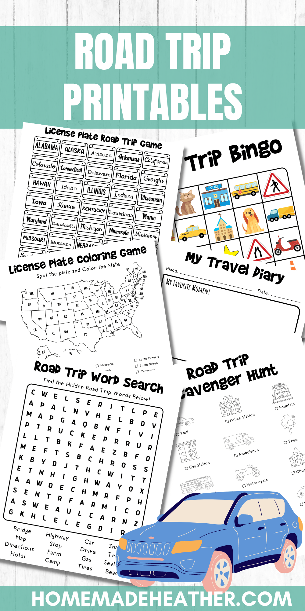 Free Road Trip Activity Printables Homemade Heather - Free Printable Car Ride Games
