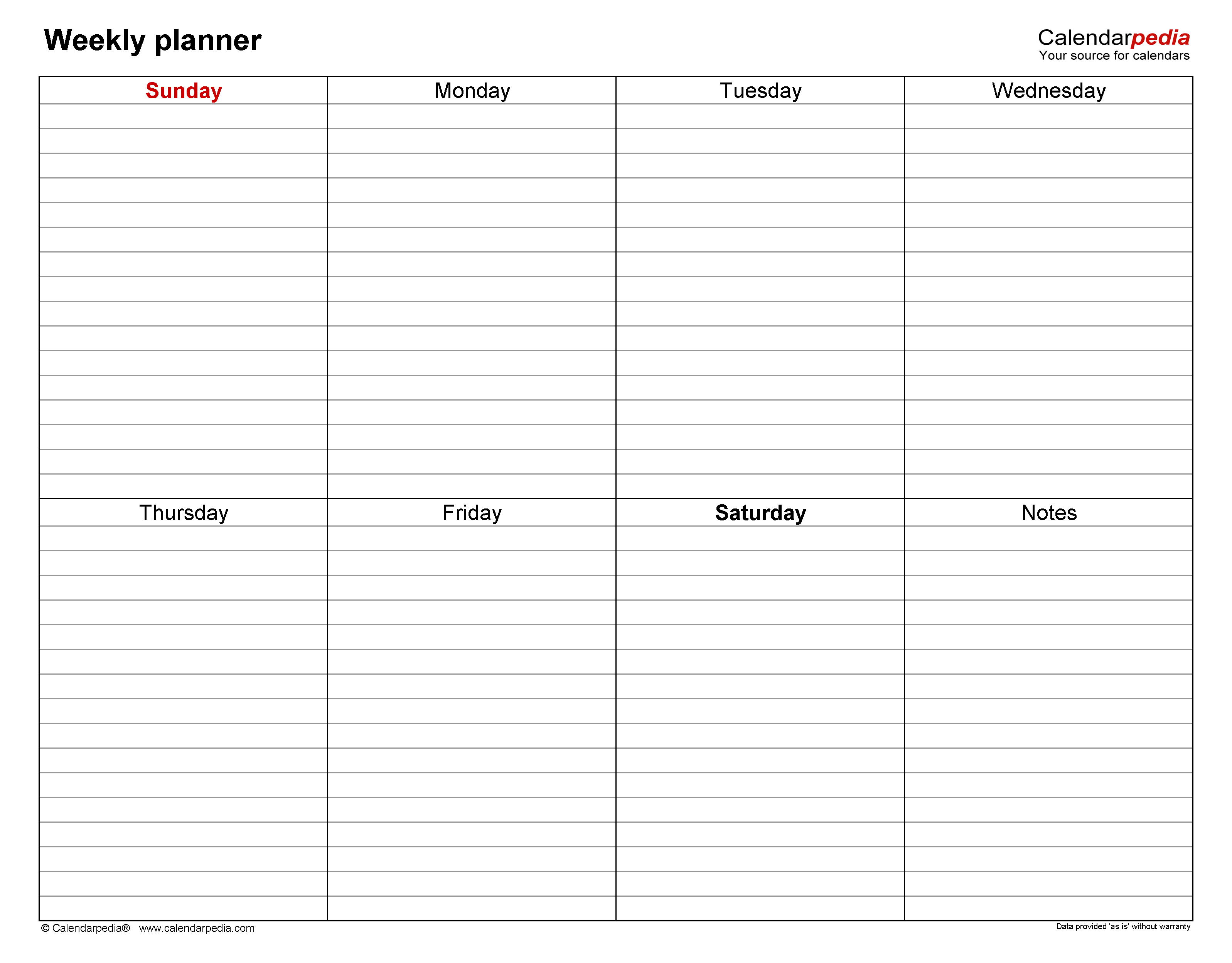 Free Weekly Planners In PDF Format 20 Templates - Free Printable Blank Weekly Schedule