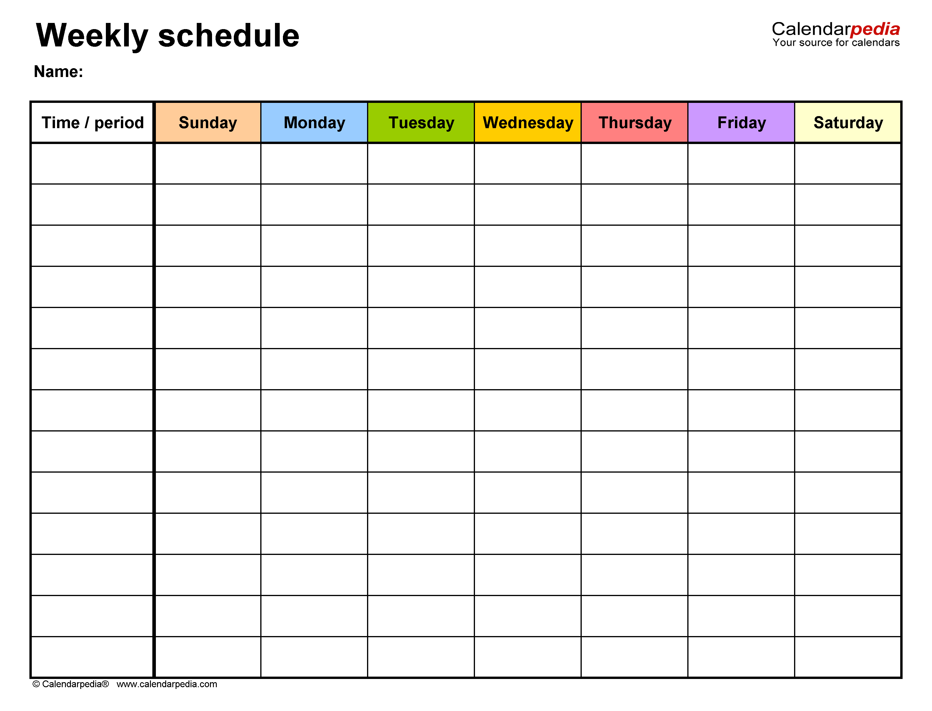 Free Weekly Schedules For Word 18 Templates - Free Printable Blank Weekly Schedule