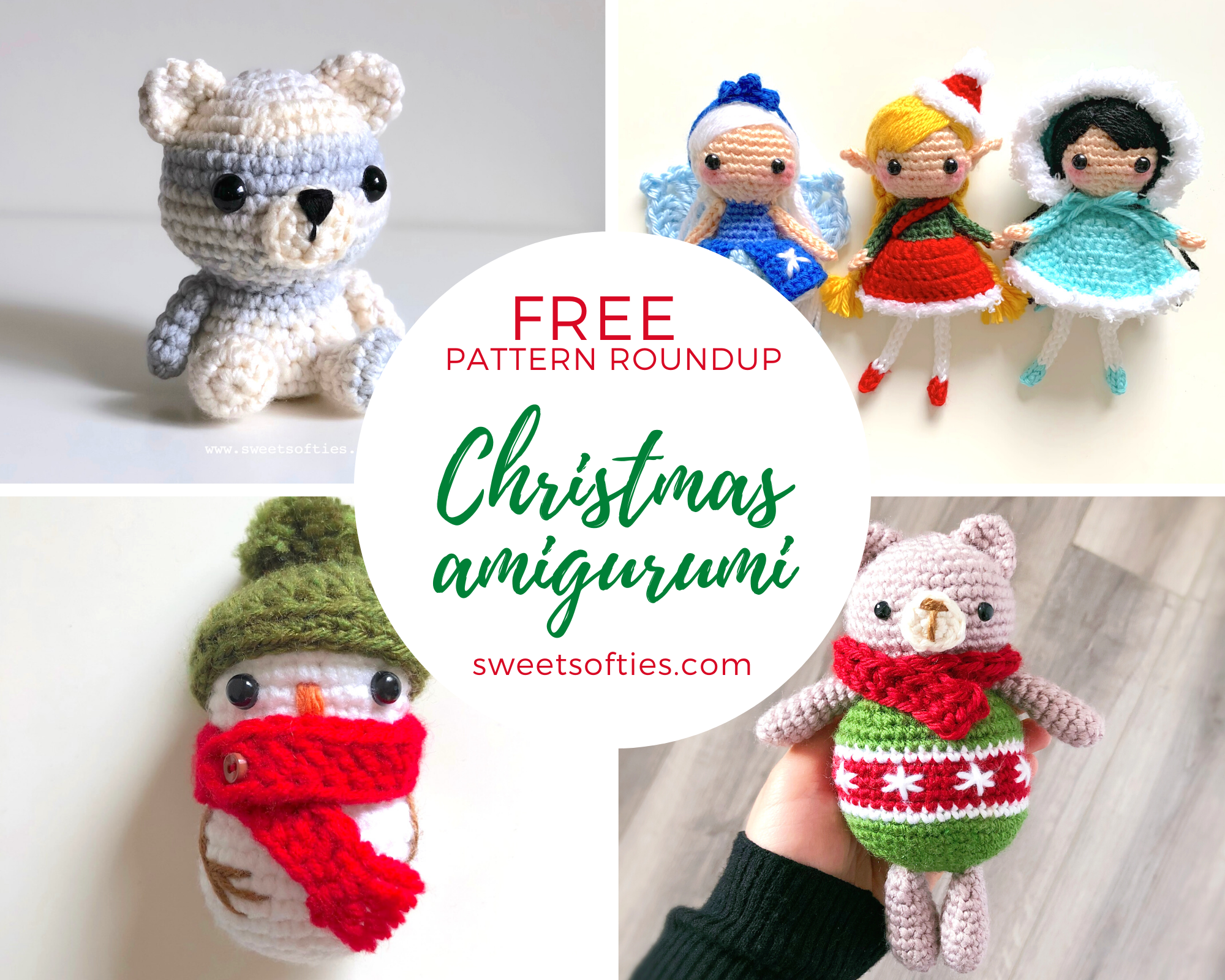 Free Winter Christmas Amigurumi Pattern Roundup Sweet Softies - Free Printable Christmas Crochet Patterns