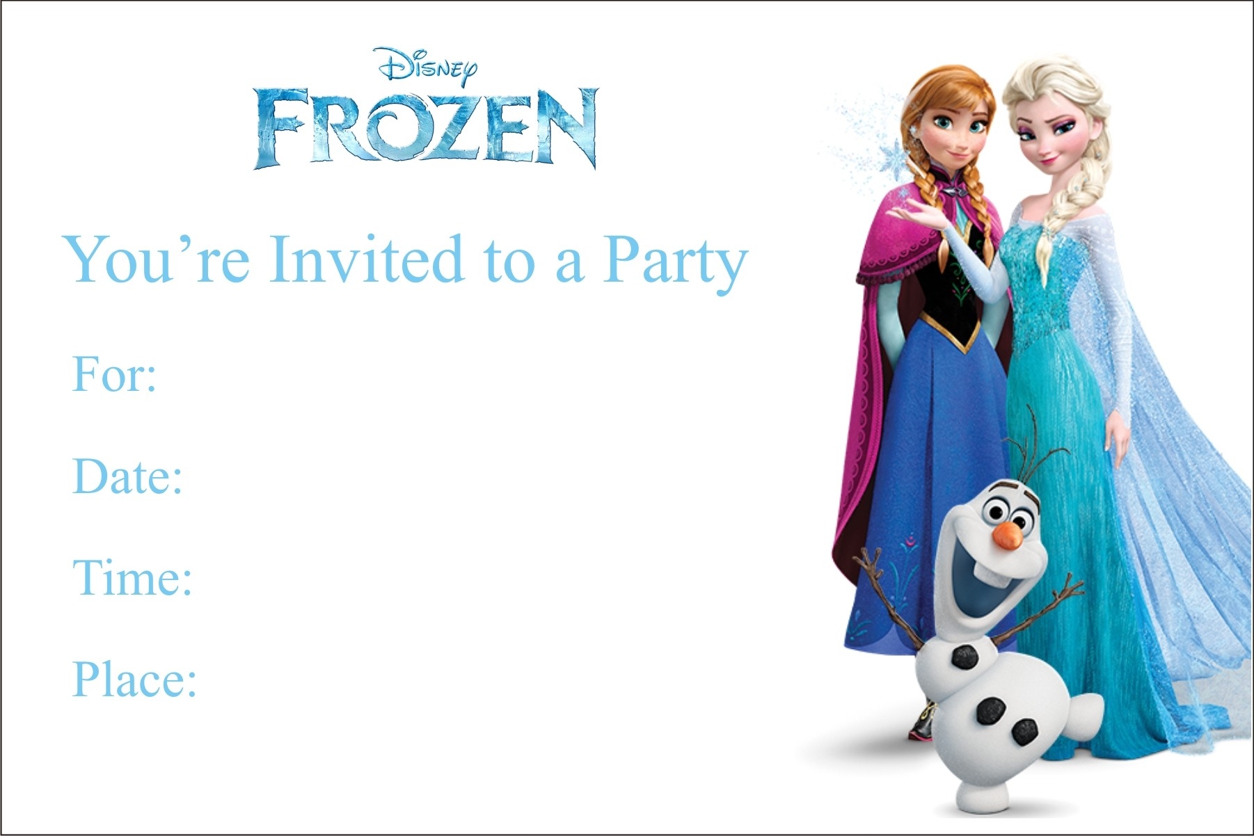 Frozen Free Printable Birthday Party Invitation Personalized Party Invites - Free Printable Birthday Invitations With Pictures