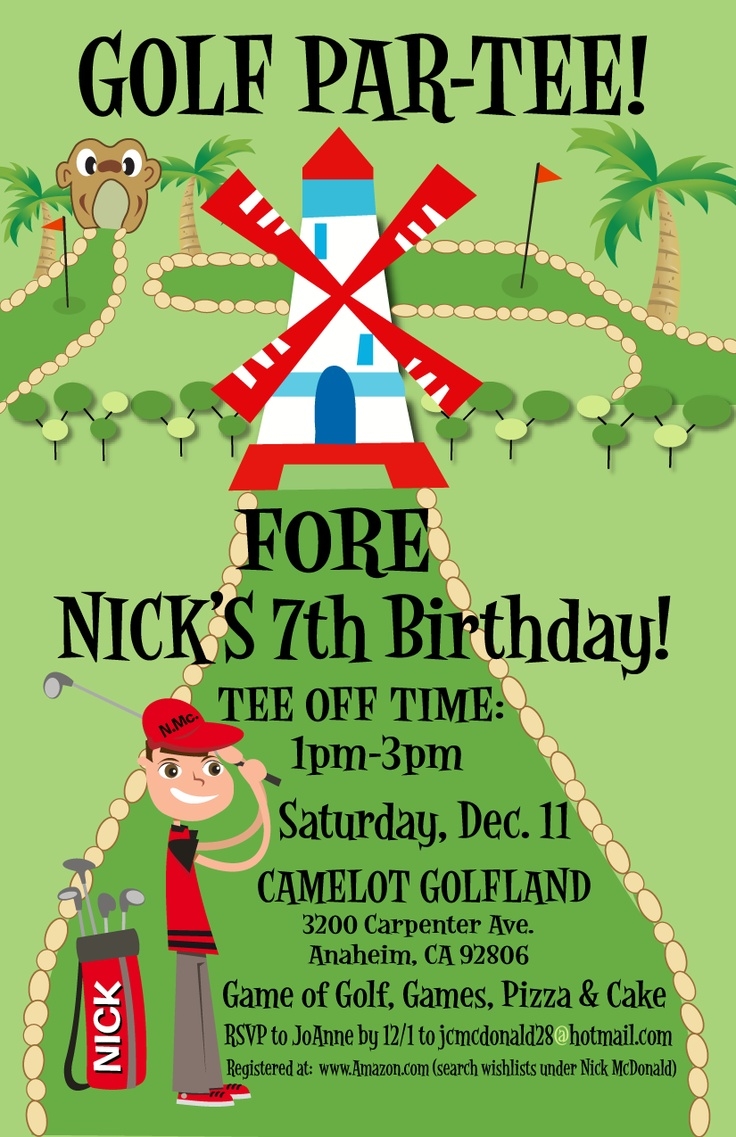 Golf Theme Party Invite Template Golf Invitation Mini Golf Birthday Party - Free Printable Birthday Invitations Pinterest