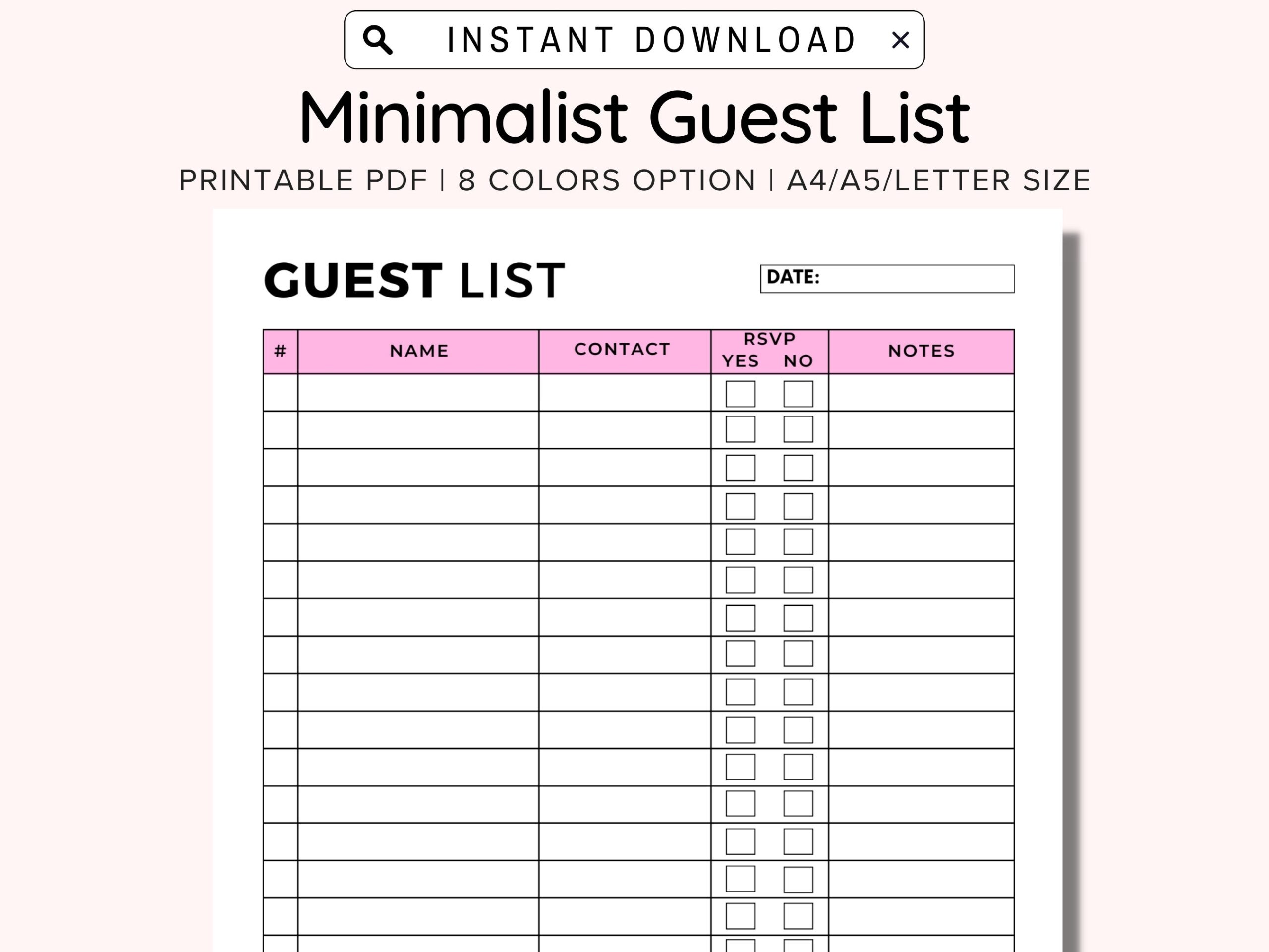 Guest List Planner Printable Guest List Tracker RSVP Tracker Party Christmas Contact Printable Planner Birthday Wedding Guest List Etsy - Free Printable Birthday Guest List