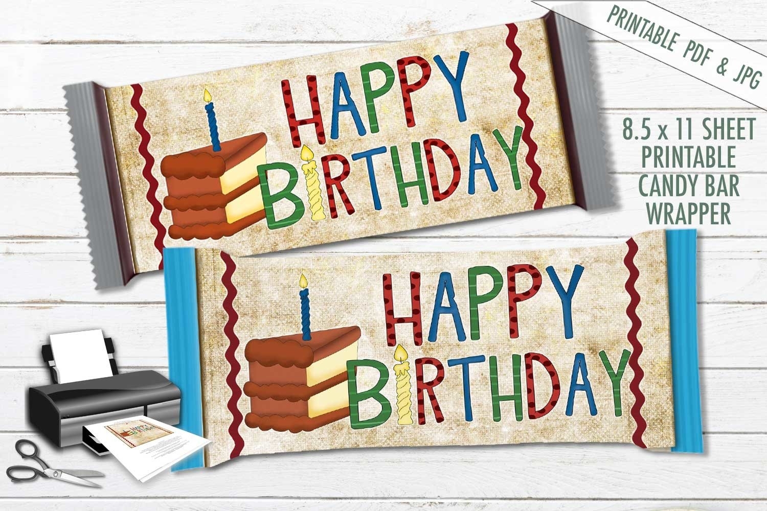 Happy Birthday Candy Bar Wrapper Hershey Wrapper PDF JPG - Free Printable Birthday Candy Bar Wrappers