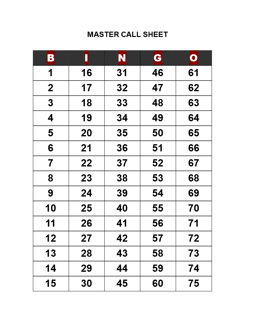 How To Create A Bingo Call Sheet Download This Bingo Call Sheet Template Now Bingo Calls Bingo Printable Bingo Sheets - Free Printable Bingo Cards and Call Sheet
