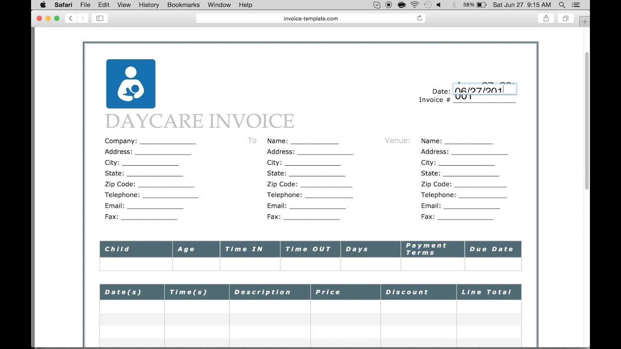 How To Make A DayCare Invoice Excel Word PDF YouTube - Aynax Com Free Printable Invoice
