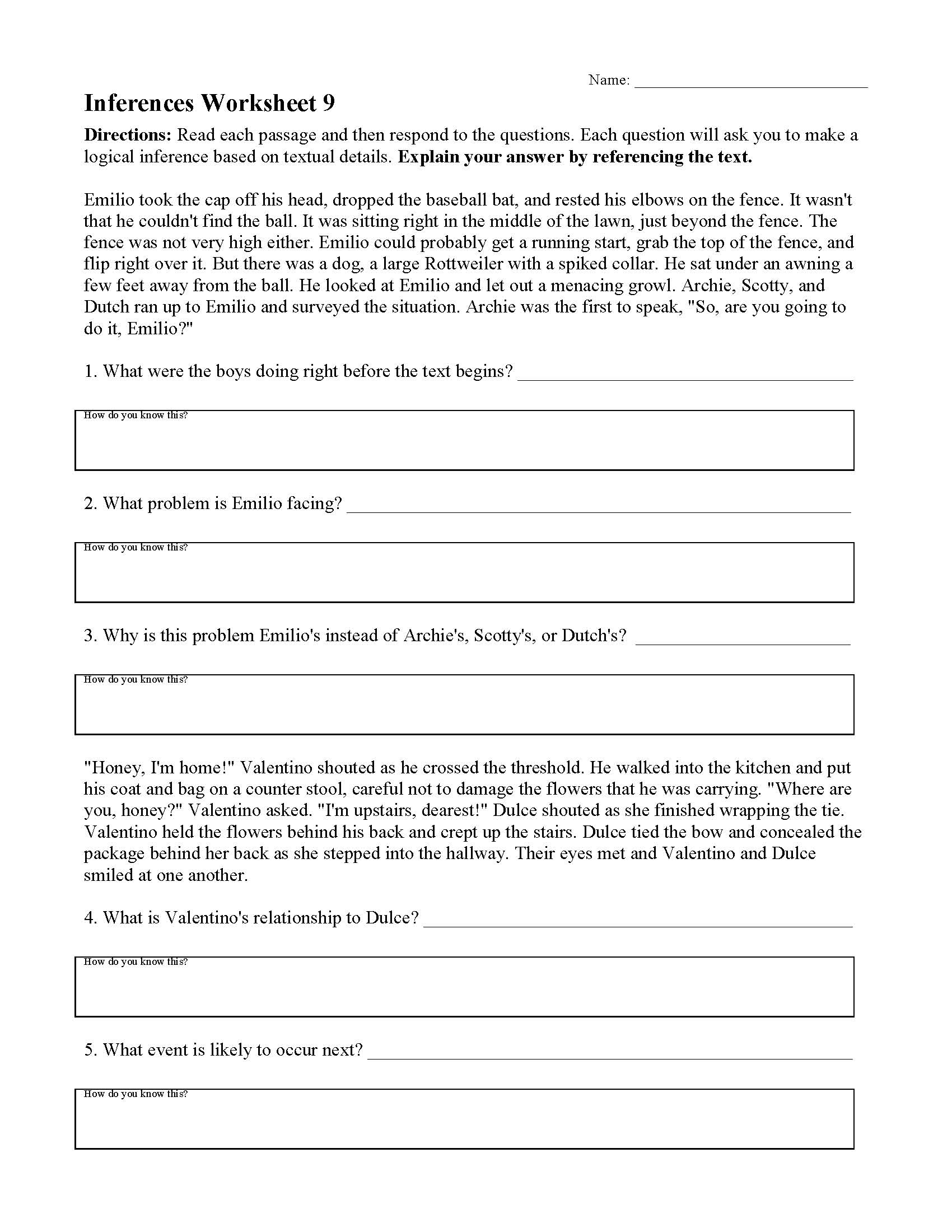Inferences Worksheet 9 Reading Activity - 9th Grade English Worksheets Free Printable