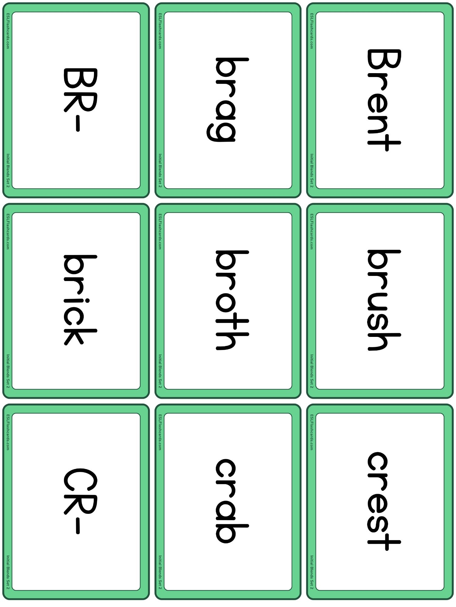 Initial Consonant Blends ESL Flashcards - Free Printable Blending Cards
